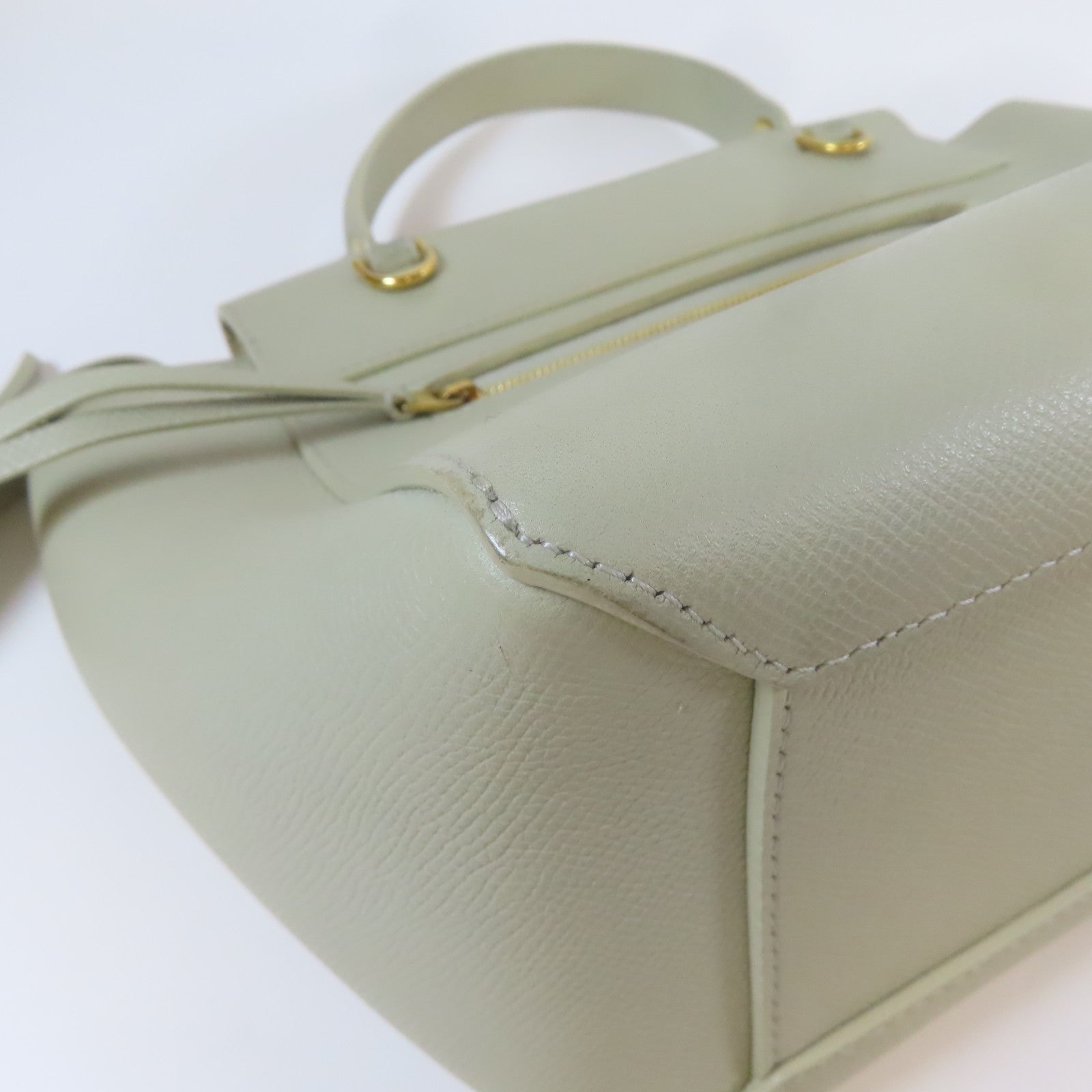 CELINE 牛皮皮革Micro Belt金扣手挽肩背兩用袋淺綠色