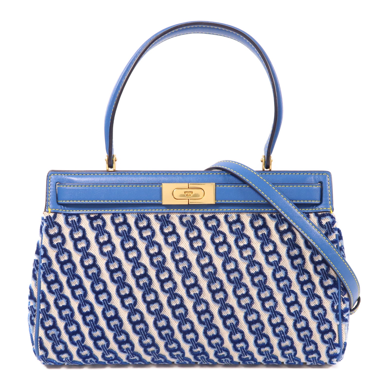 Tory Burch 皮革/帆布2 Way Shoulder金扣手挽肩背兩用袋