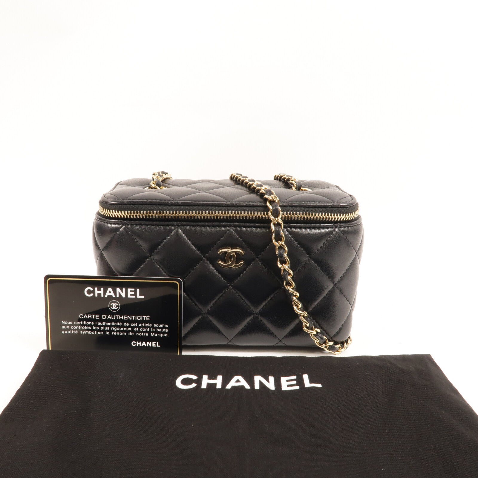 CHANEL 羊皮皮革Vanity Case鏈帶肩背袋