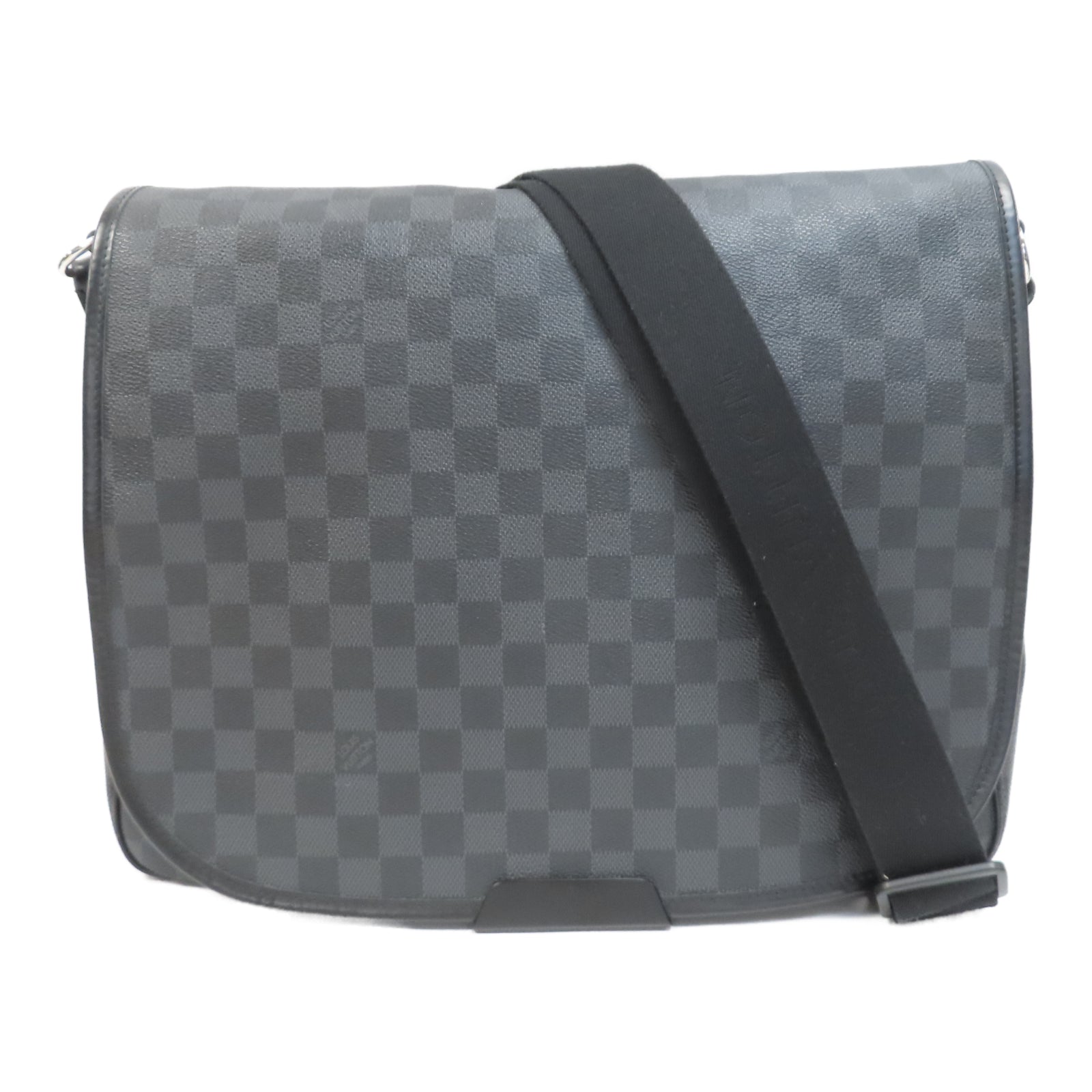 LOUIS VUITTON 【激減優惠】Damier Graphite Daniel MM銀扣肩背袋黑色