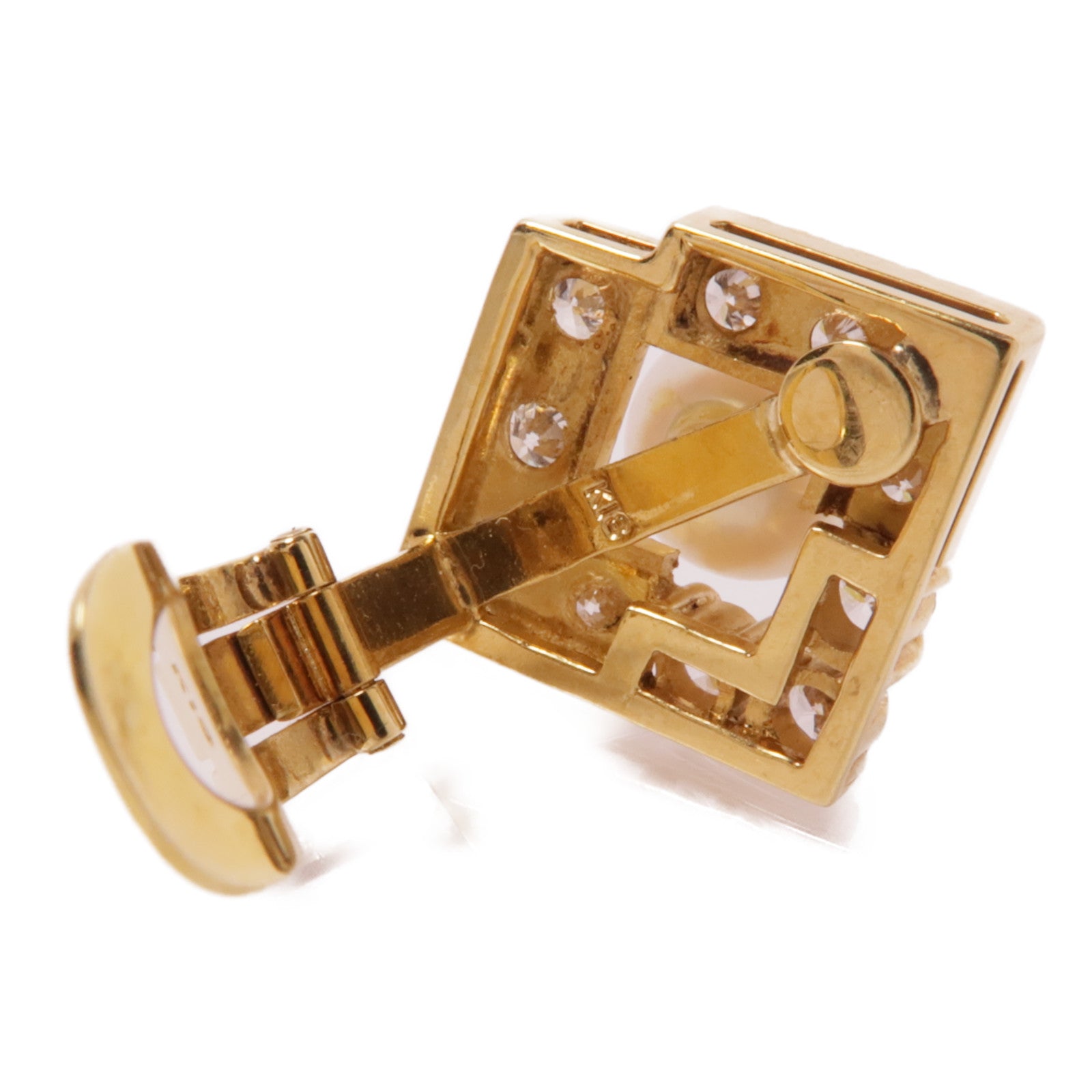 JEWELRY Pearl Diamond Earrings 18K Yellow Gold