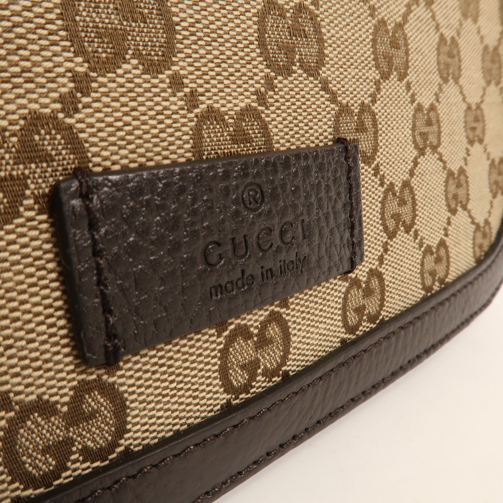 GUCCI 塗層帆布Shoulder Bag銀扣肩背袋