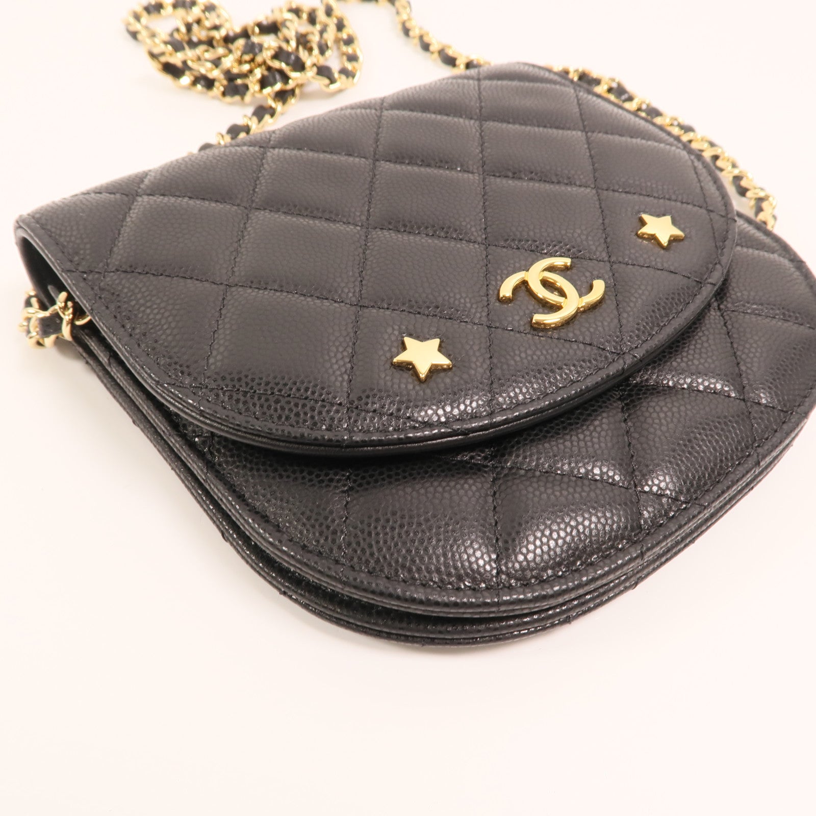 CHANEL 牛皮皮革Chain Shoulder金扣鏈帶肩背袋