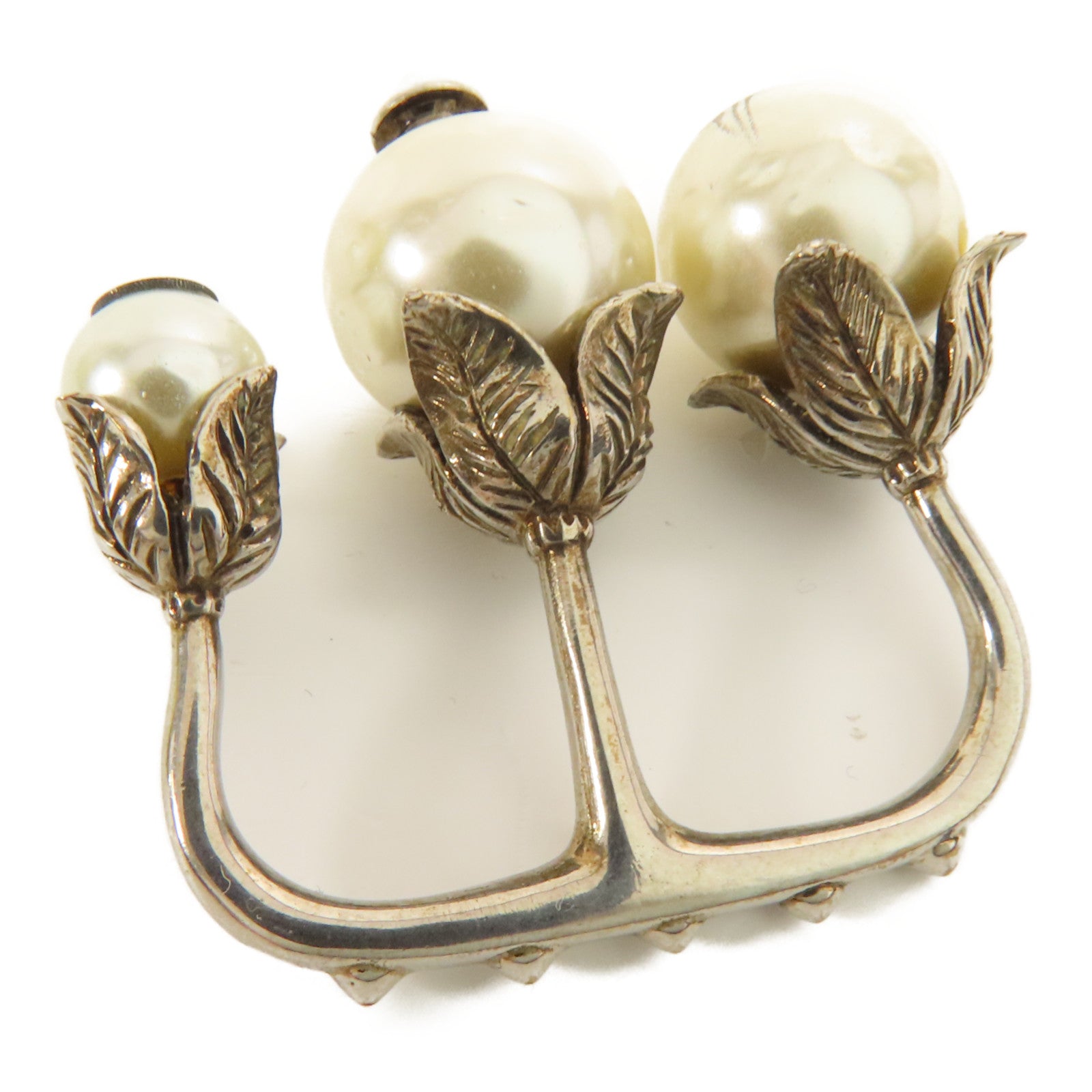 GUCCI GG 3 Pearl Multi Finger Ring Metal PVC US#4.5-5.75