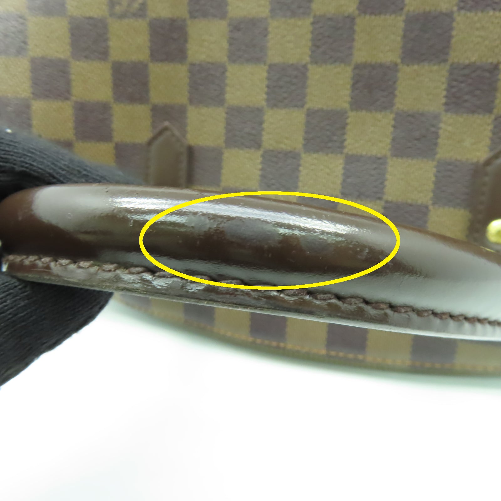 LOUIS VUITTON 【清倉大減價】Damier Ribera MM金扣手挽袋棕色