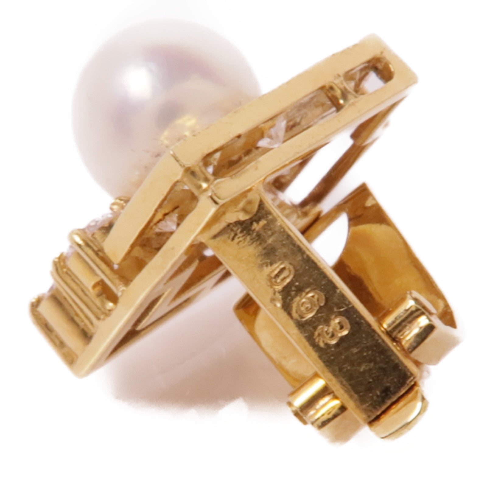 JEWELRY 【激減優惠】18K黃金Pearl/Diamond Earrings珍珠/鑽石耳環
