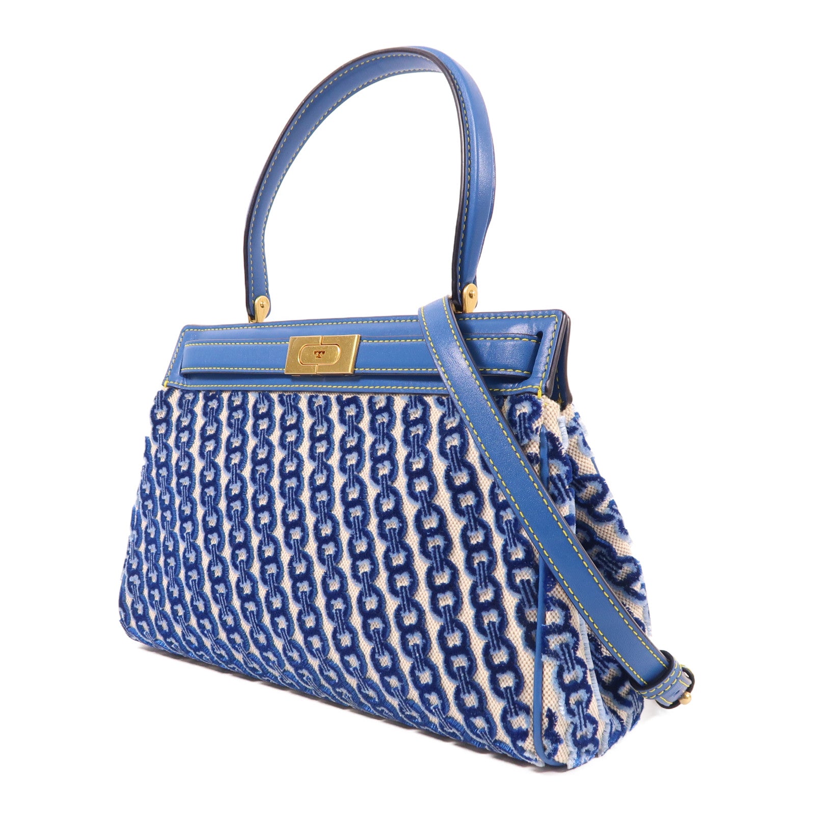 Tory Burch 皮革/帆布2 Way Shoulder金扣手挽肩背兩用袋