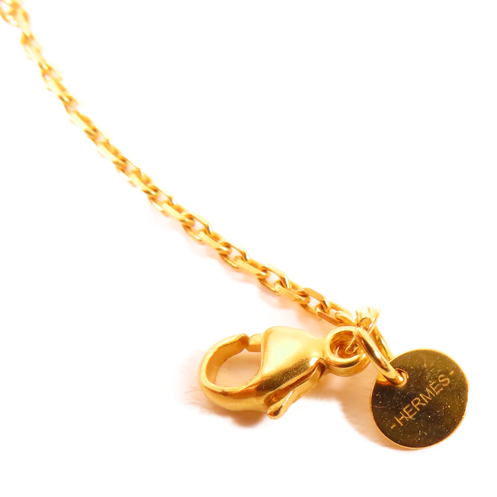 HERMES 【激減優惠】Swift皮革/金屬As De Coeur Pendant項鍊金色/黑色
