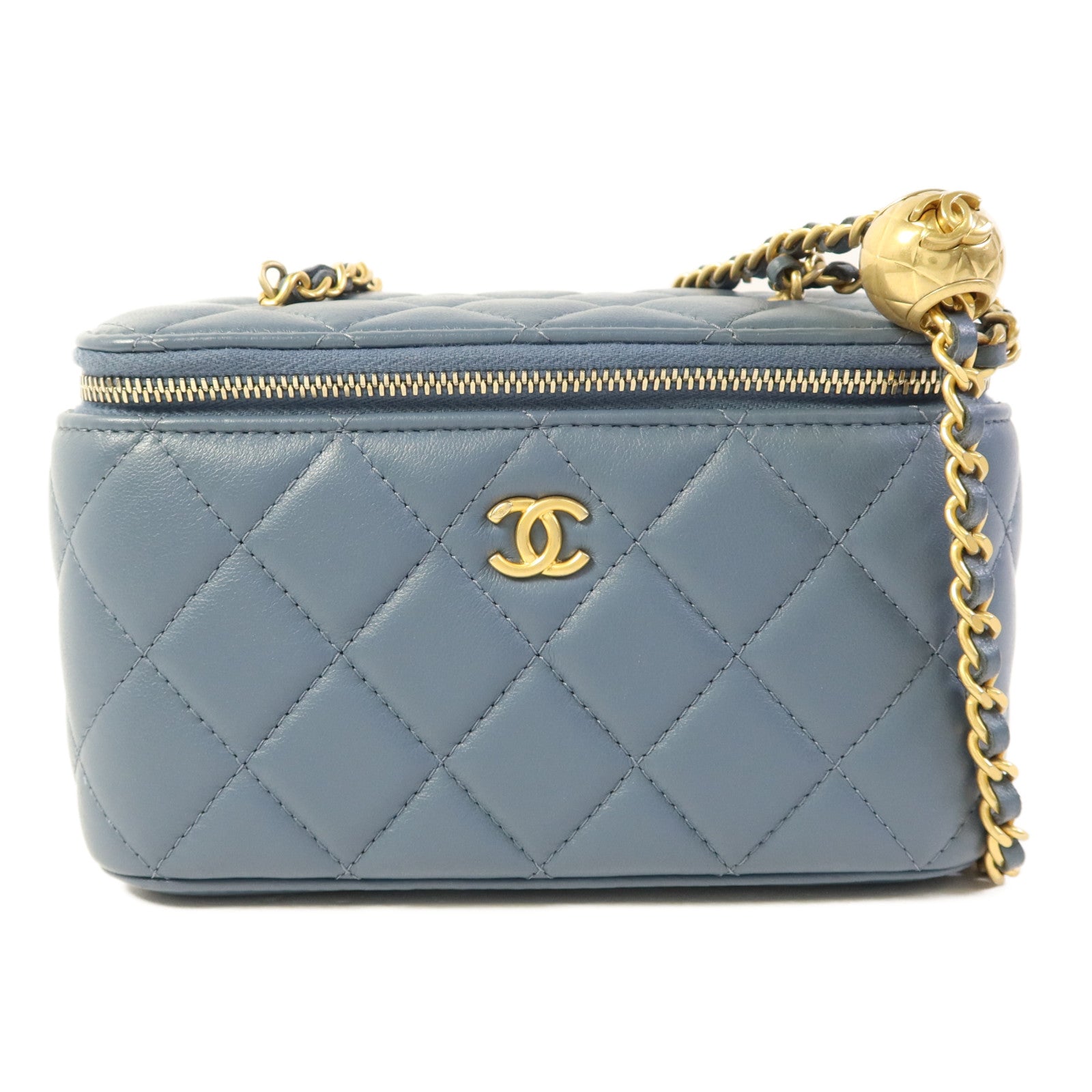 CHANEL 羊皮皮革Vanity Case金扣鏈帶肩背袋