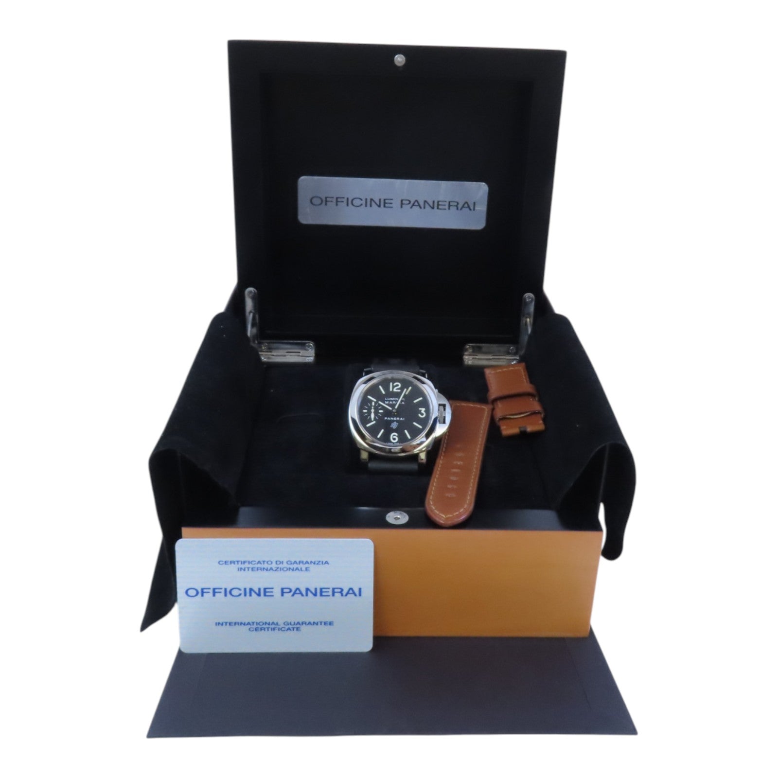 PANERAI Luminor Marina PAM00005 Automatic Watch SS Leather belt Black
