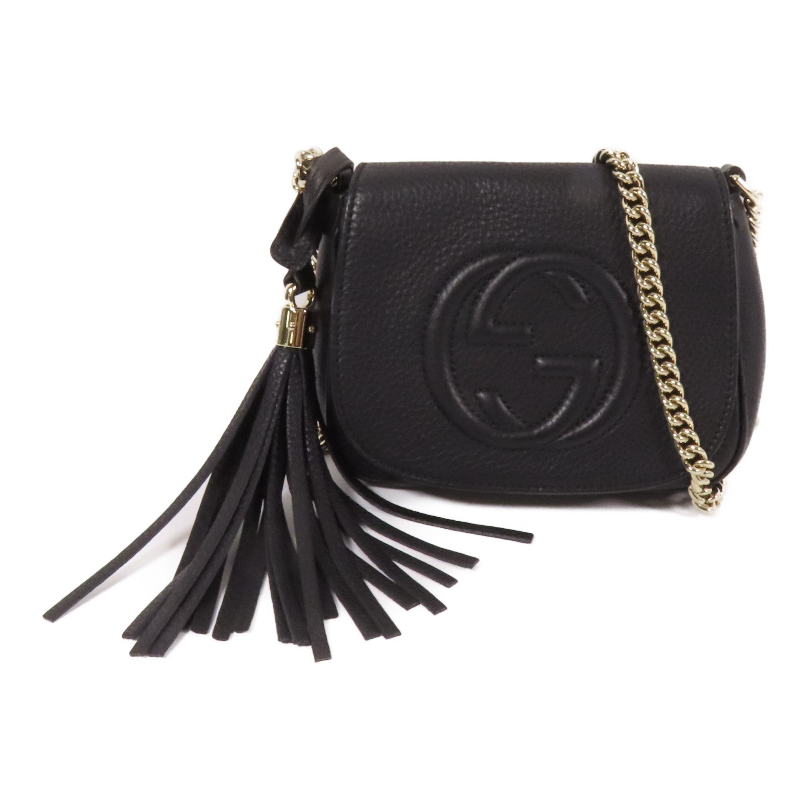 GUCCI 牛皮皮革Soho金扣鏈帶肩背袋