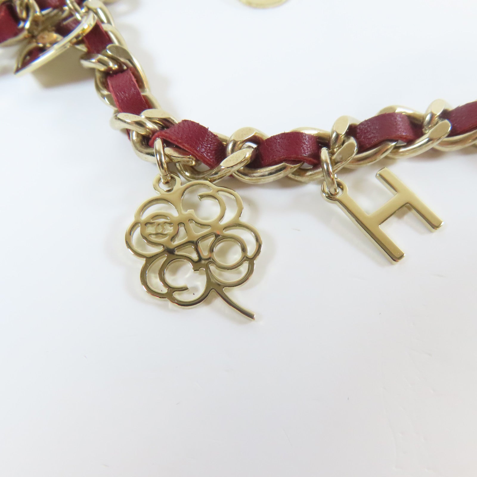 CHANEL 羊皮皮革/金屬Chain Belt金扣鏈帶紅色/金色