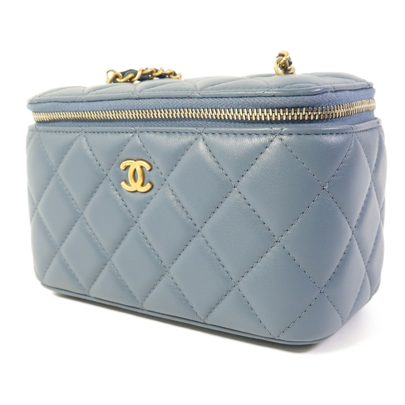 CHANEL 羊皮皮革Vanity Case金扣鏈帶肩背袋