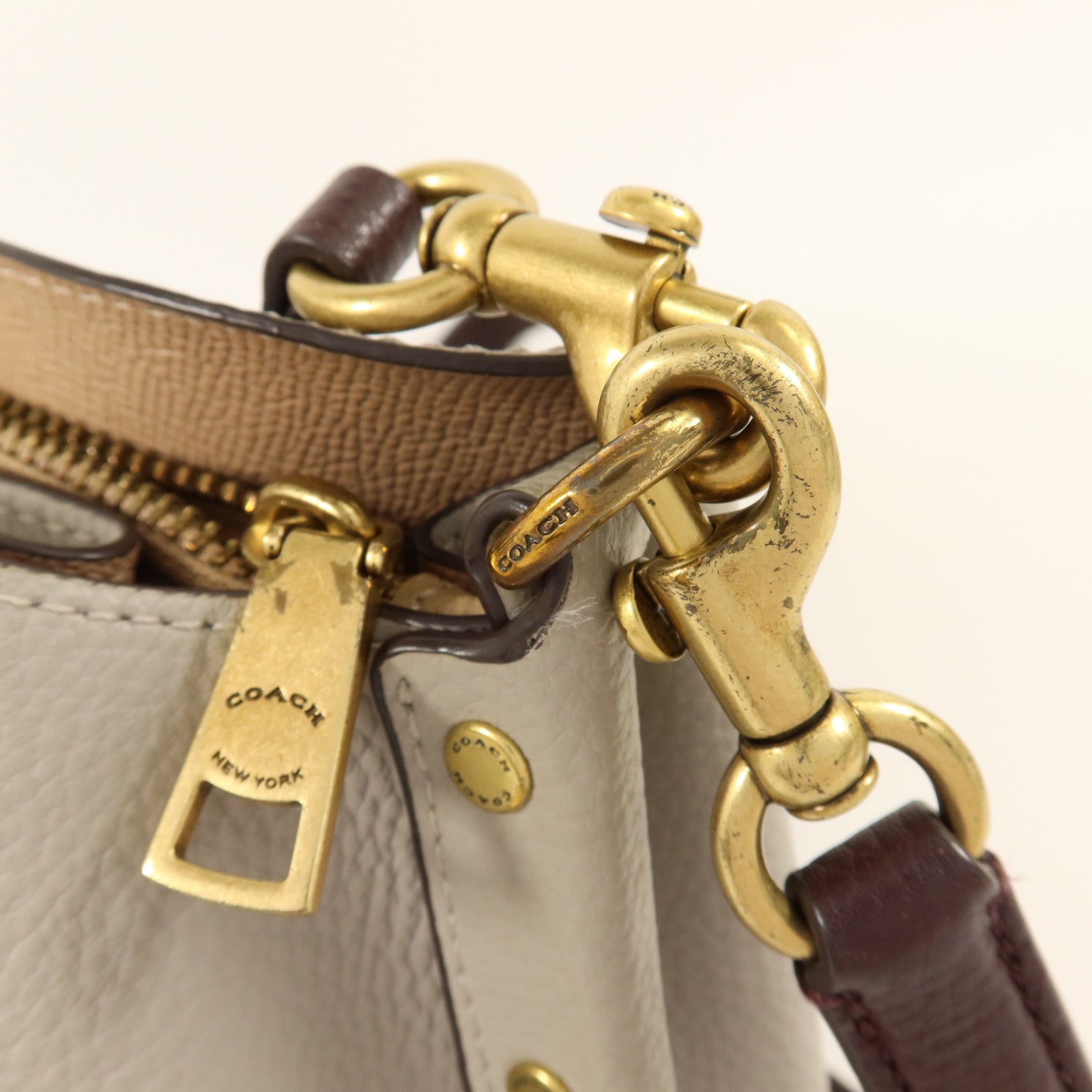 COACH 牛皮皮革Shoulder Bag金扣手挽肩背兩用袋