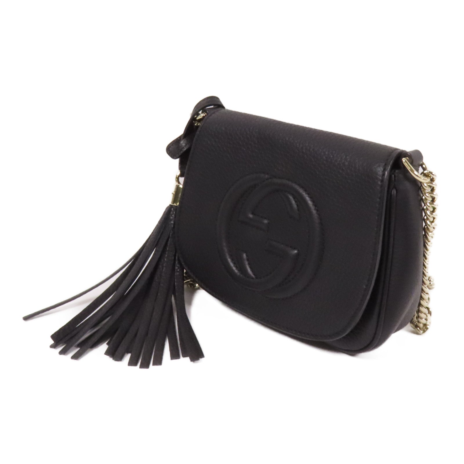 GUCCI 牛皮皮革Soho金扣鏈帶肩背袋