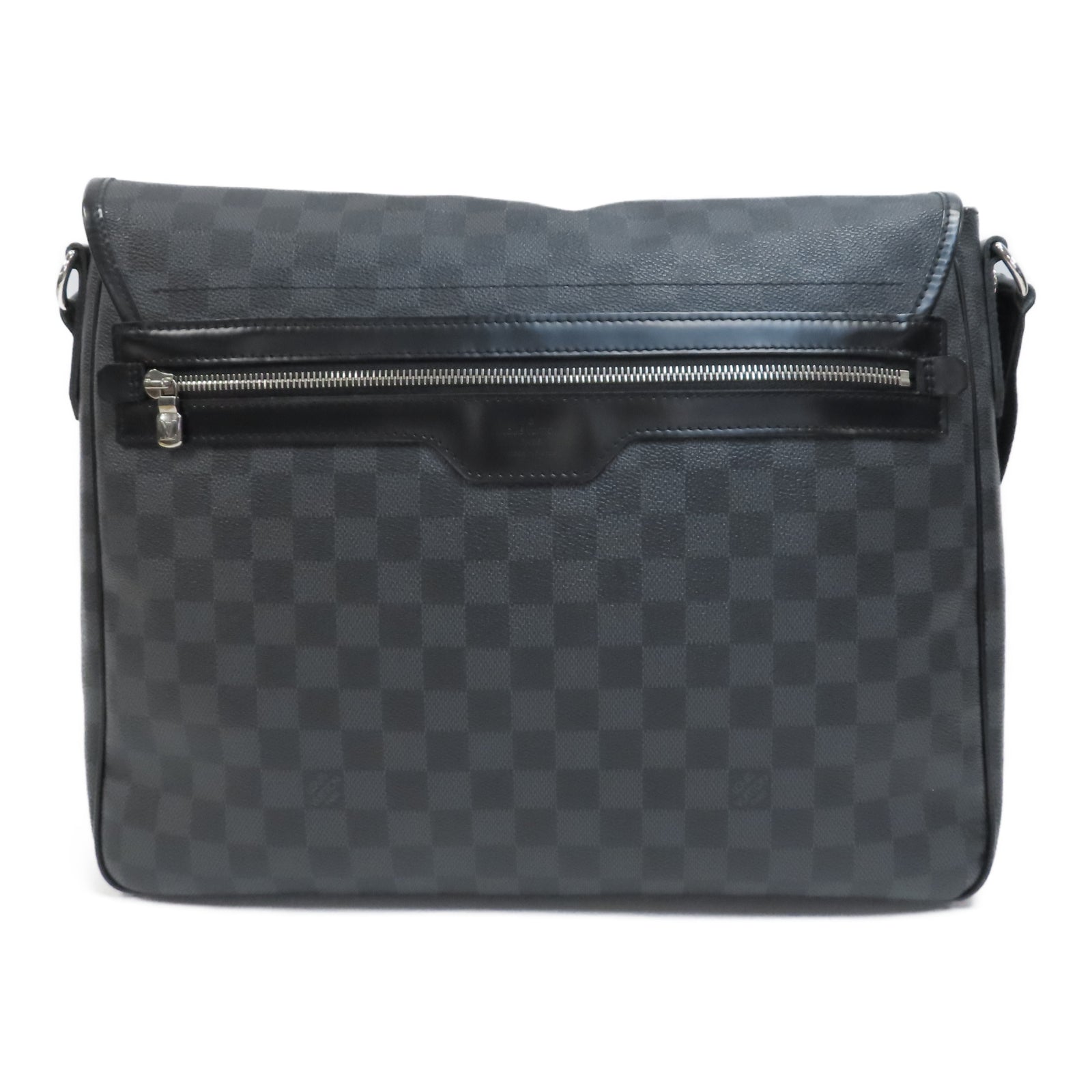 LOUIS VUITTON 【激減優惠】Damier Graphite Daniel MM銀扣肩背袋黑色
