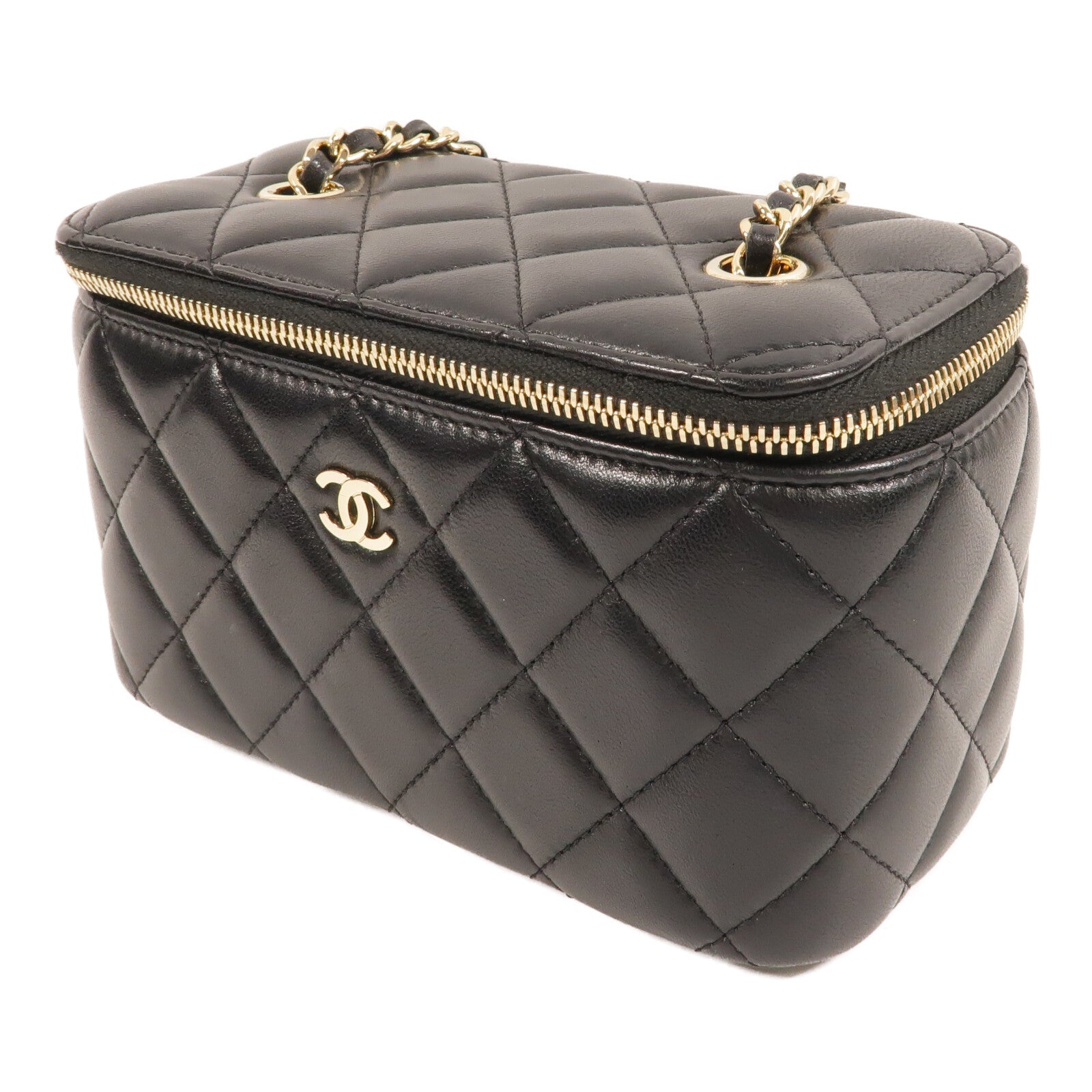 CHANEL 羊皮皮革Vanity Case鏈帶肩背袋