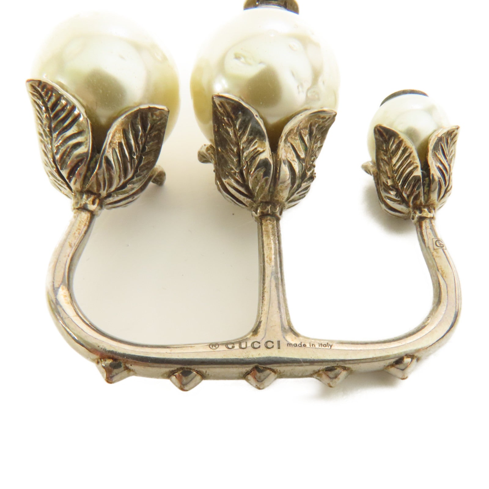GUCCI GG 3 Pearl Multi Finger Ring Metal PVC US#4.5-5.75