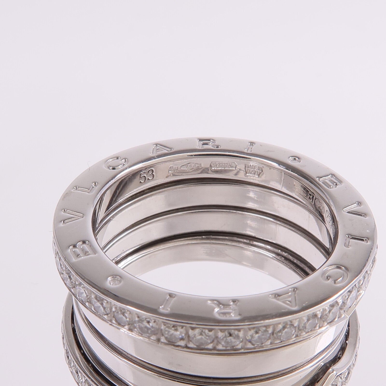 BVLGARI 【激減優惠】18K白金B.Zero1 3 Band Ring鑽石戒指Bvlgari#53/US#6.25