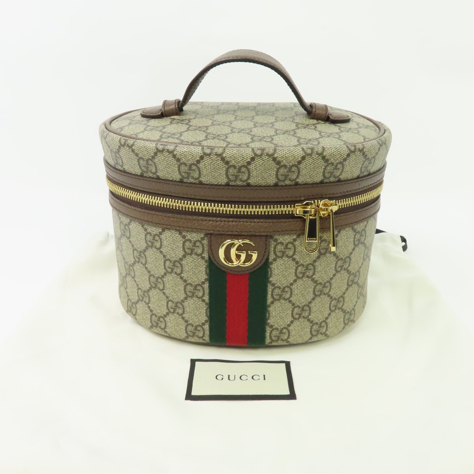 GUCCI 塗層帆布Supreme Ophidia Cosmetic Case金扣化妝袋啡色