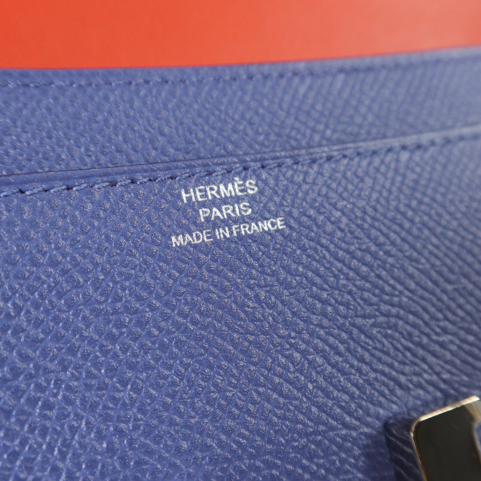 HERMES Epsom皮革Constance Wallet長錢包Bleu Agate