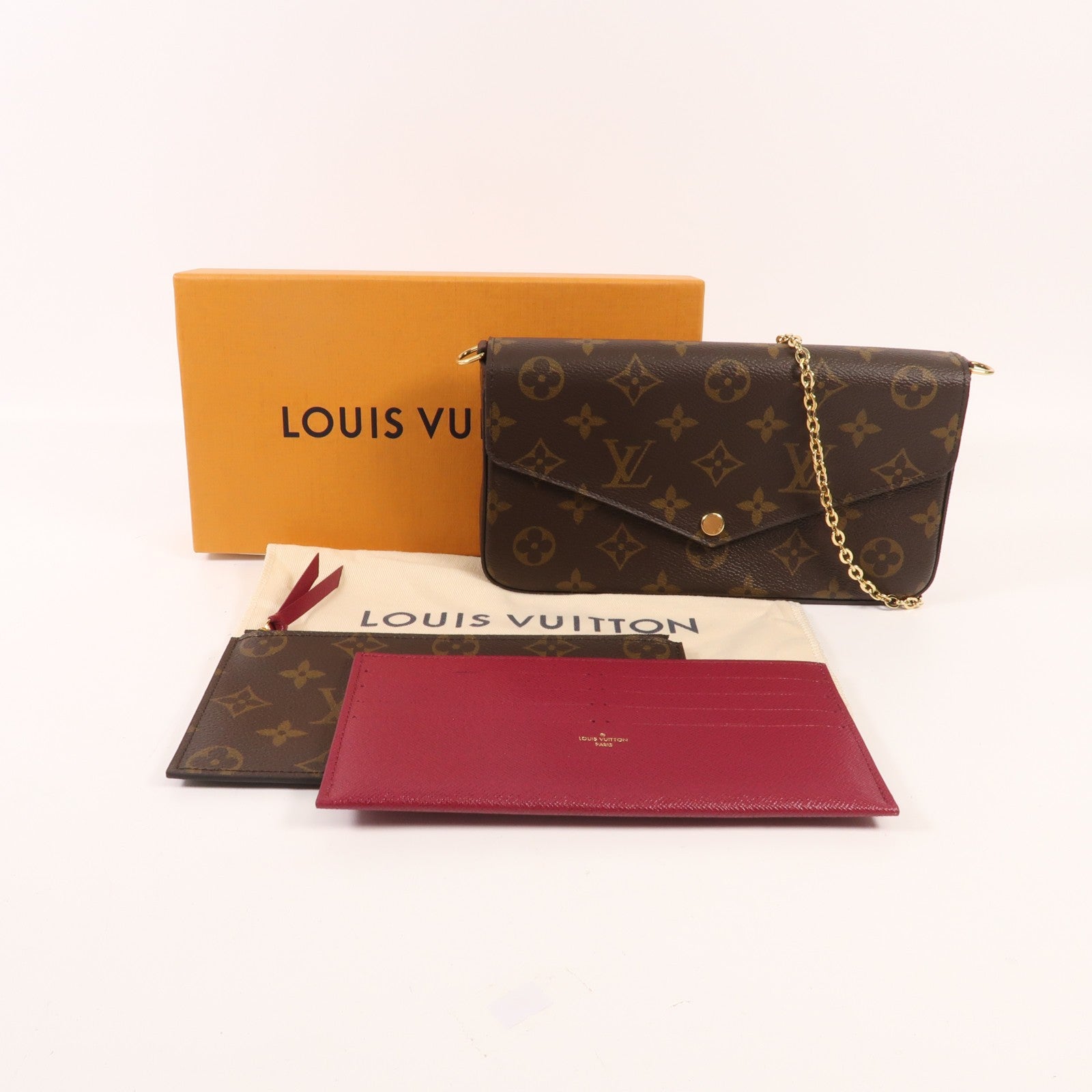 LOUIS VUITTON Monogram Pochette Felicie金扣鏈帶肩背袋
