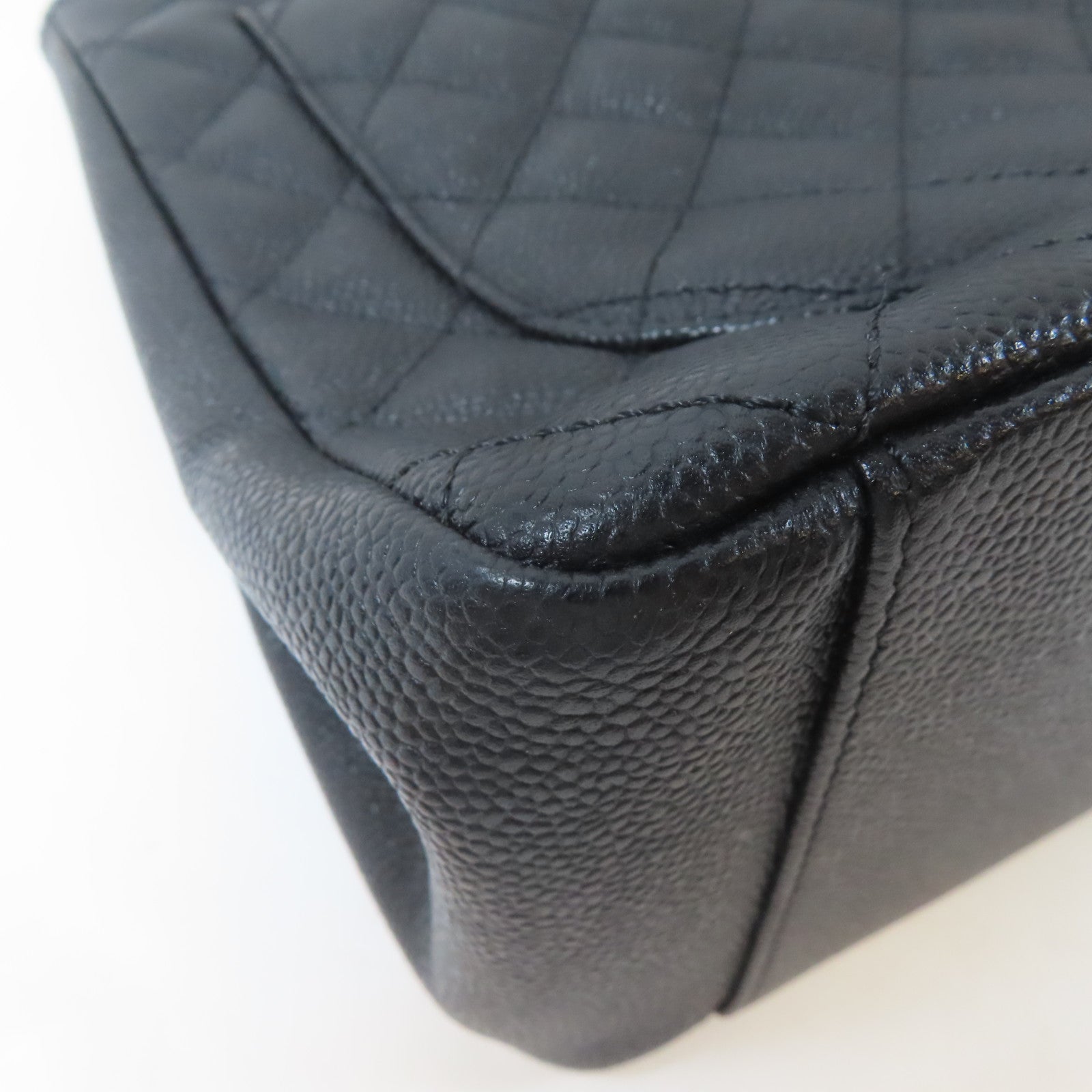 CHANEL 菱格Caviar皮革Grand Shopping Tote銀扣鏈帶肩背袋黑色