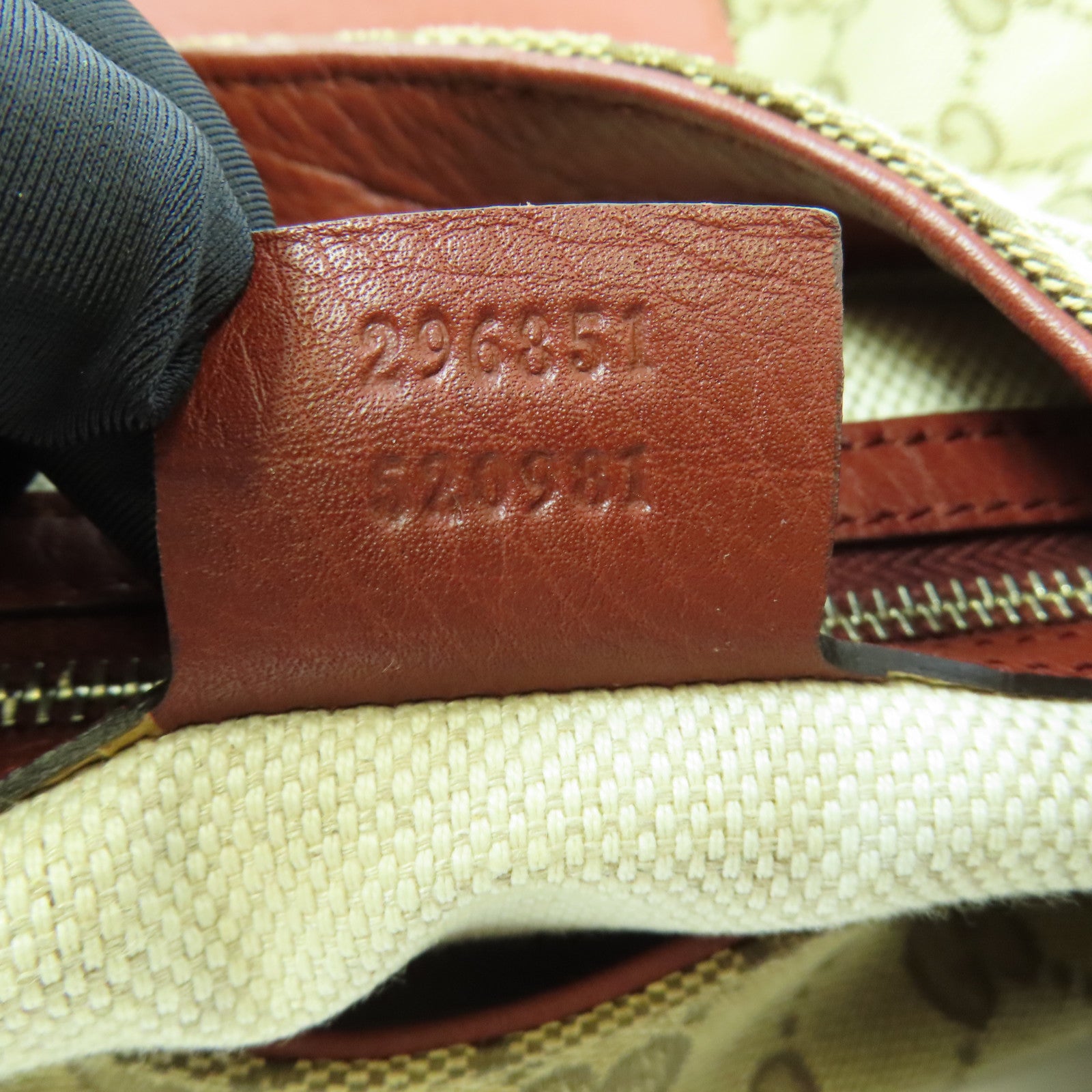 GUCCI GG GHW Tote Bag 2 Way Shoulder Bag Handbag 296851 Canvas Beige Red