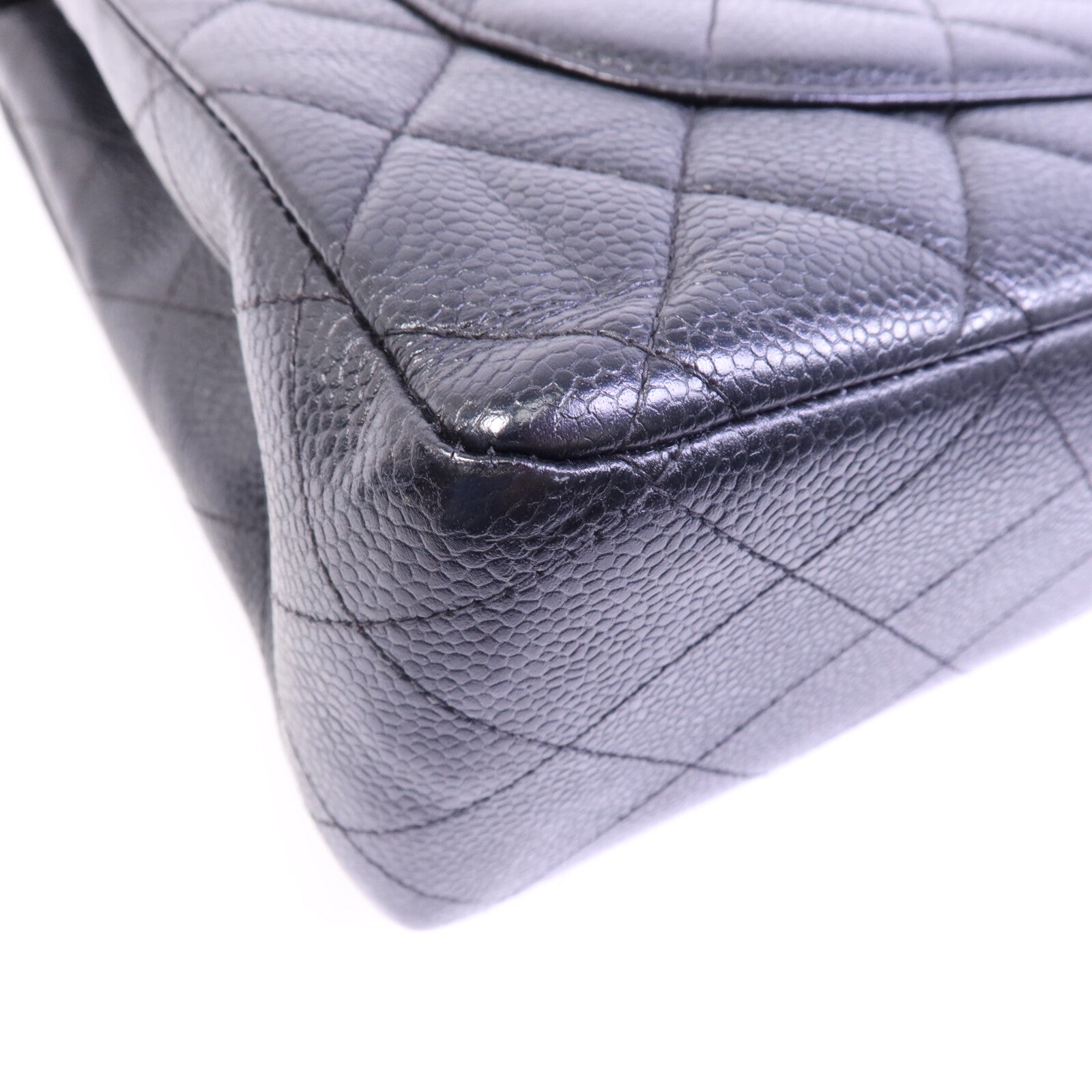 CHANEL 牛皮皮革Vintage Classic Flap Large銀扣鏈帶肩背袋