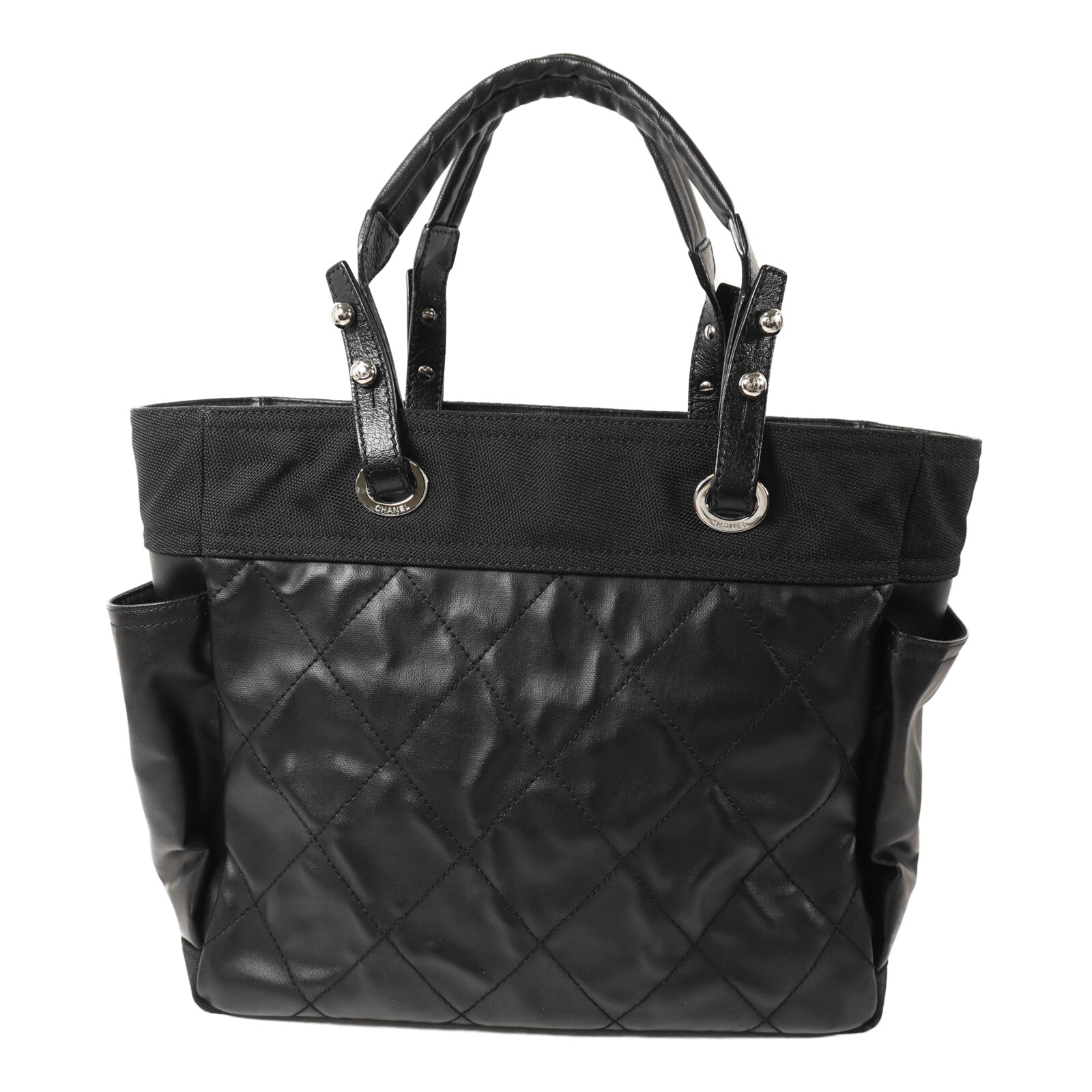 CHANEL 塗層帆布Paris-Biarritz Tote Bag銀扣手挽袋