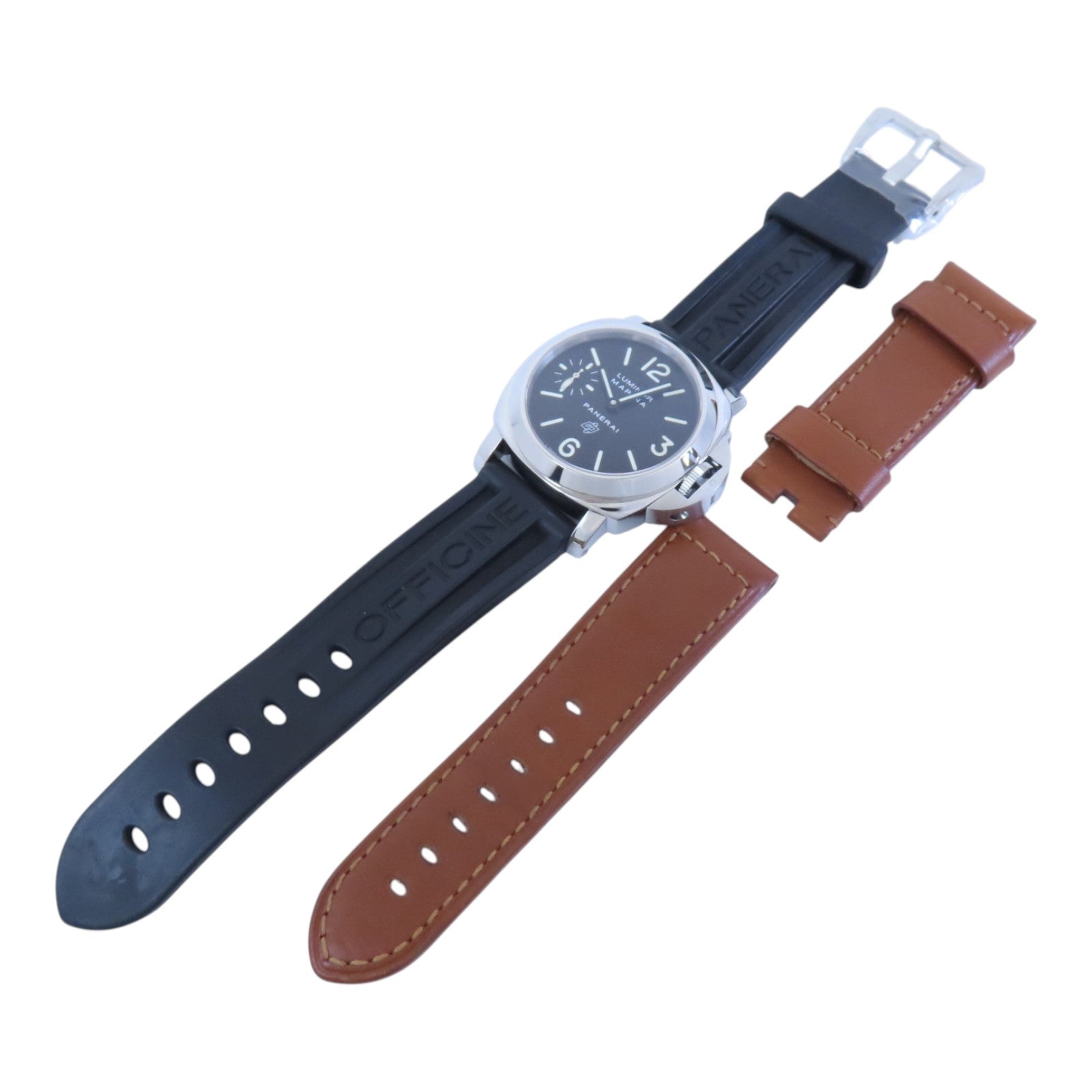 PANERAI Luminor Marina PAM00005 Automatic Watch SS Leather belt Black