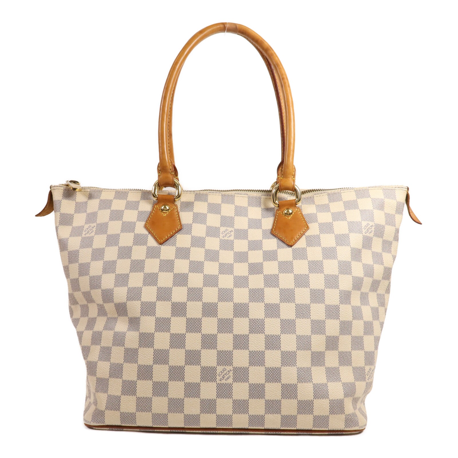 LOUIS VUITTON Damier Azur Saleya MM金扣手挽袋