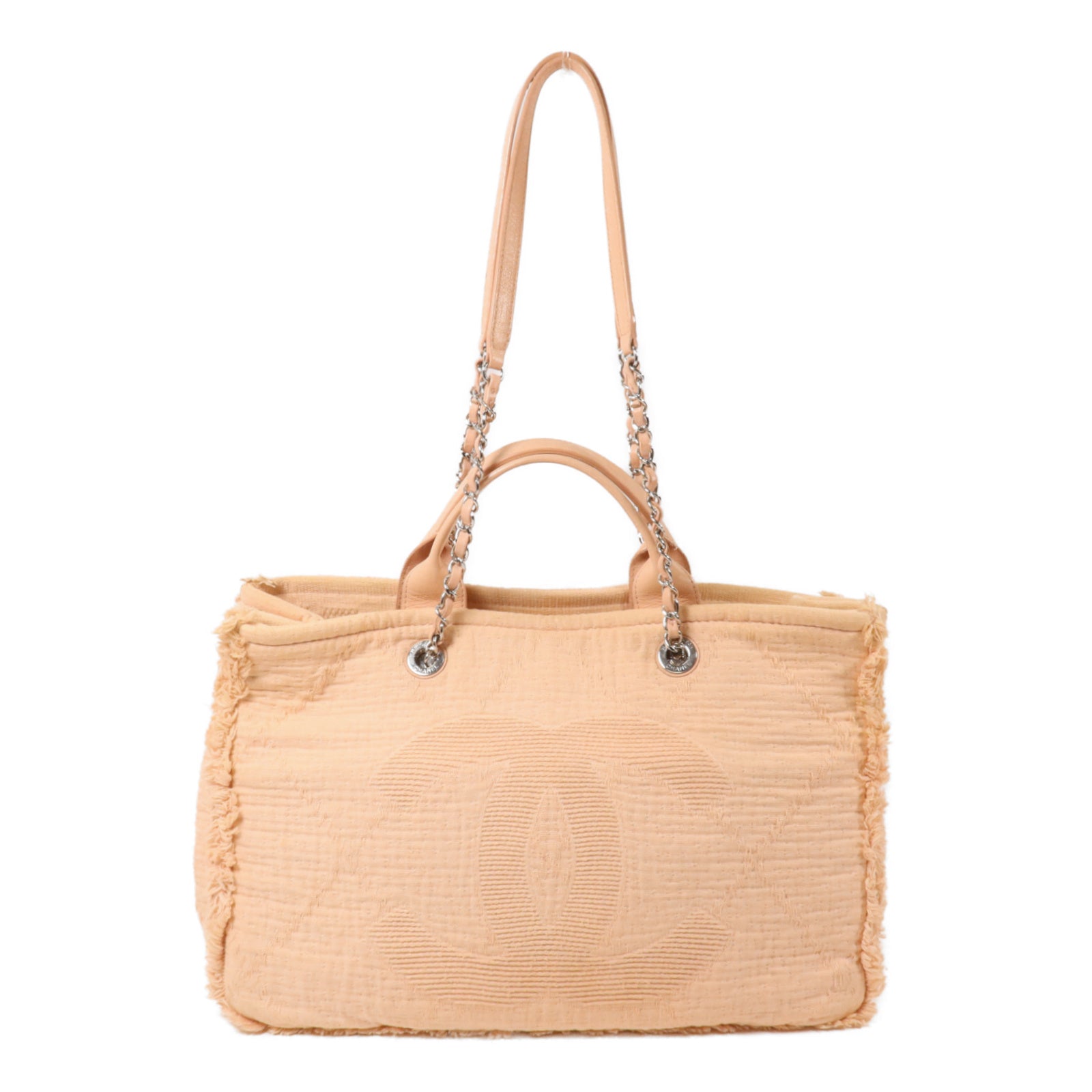 CHANEL 帆布Co Co Mark Tote Bag鏈帶手挽肩背兩用袋