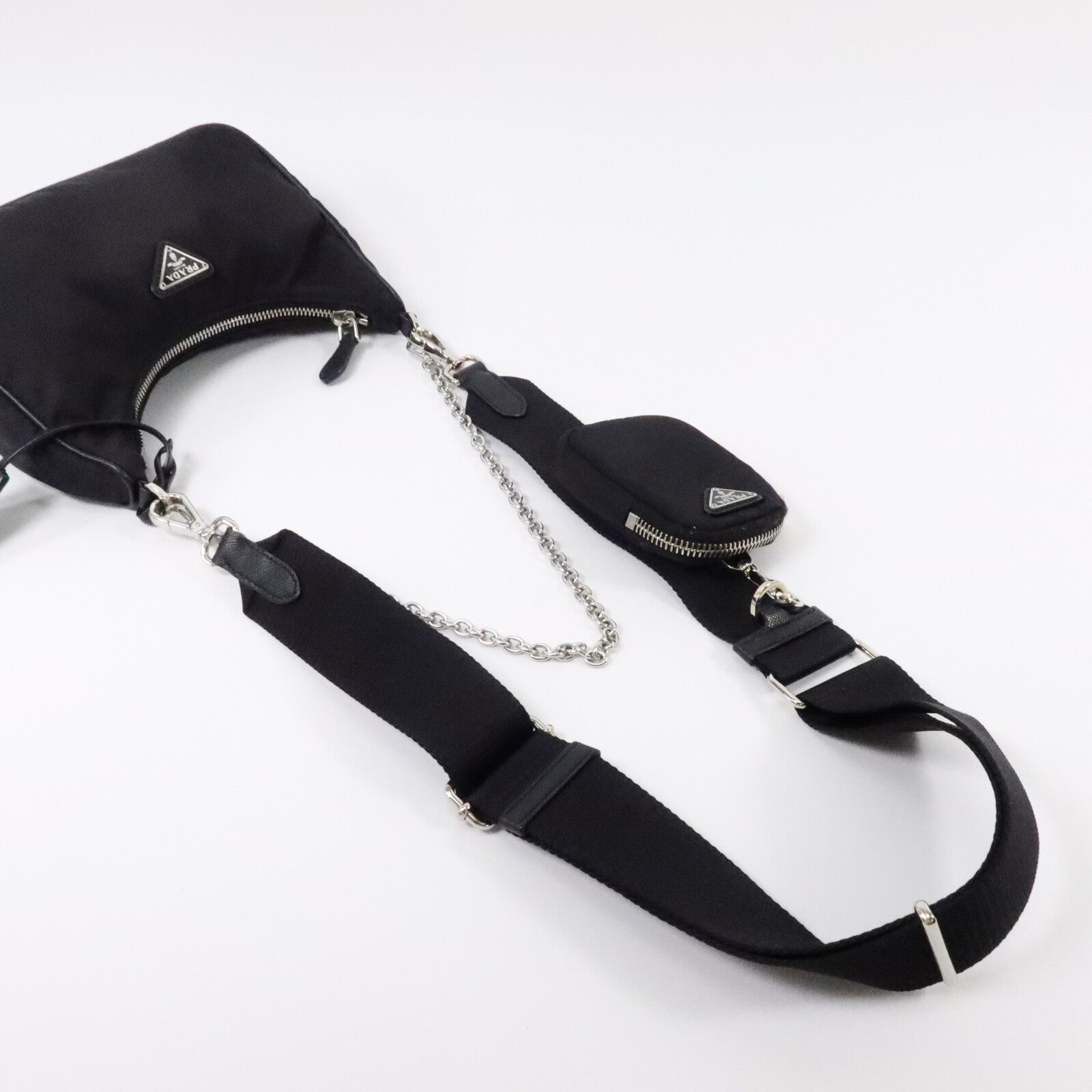 PRADA 尼龍Re-Edition 2005銀扣手挽肩背兩用袋