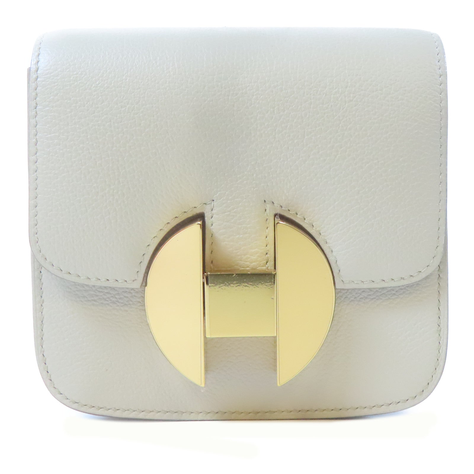 HERMES Evercolor皮革2002 Slim金扣手拿包Beton灰色