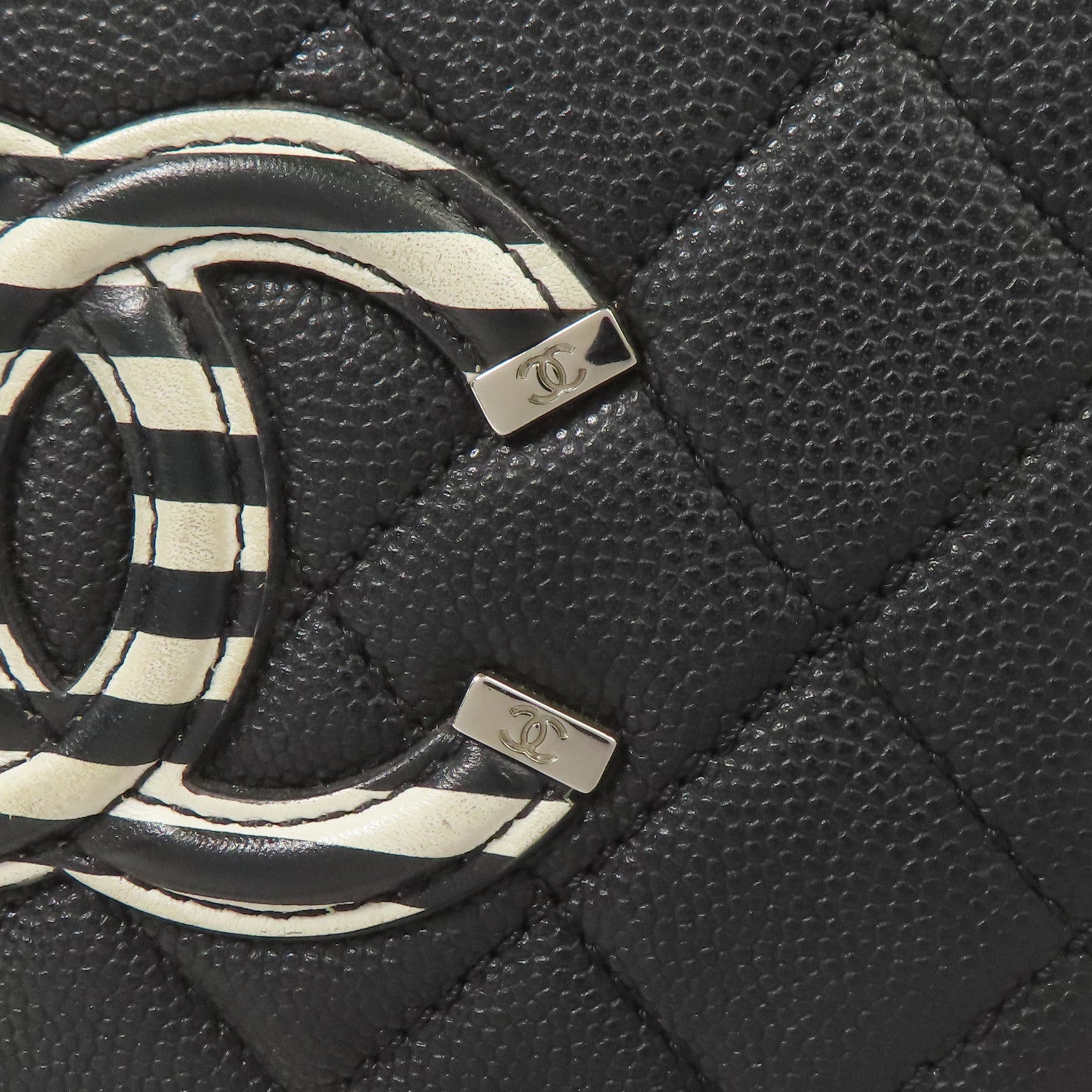 CHANEL 牛皮皮革Vanity Case銀扣鏈帶手挽肩背兩用袋