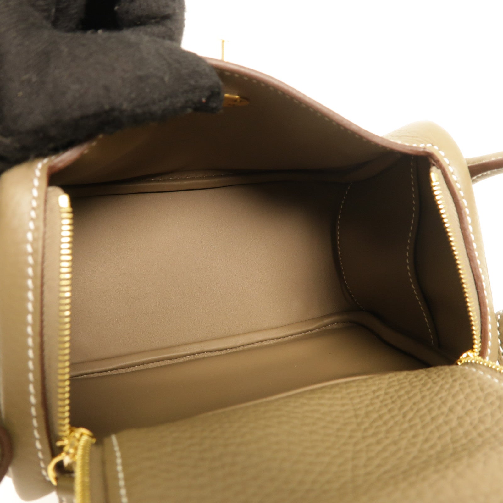 HERMES Clemence皮革Mini Lindy肩背袋Etoupe