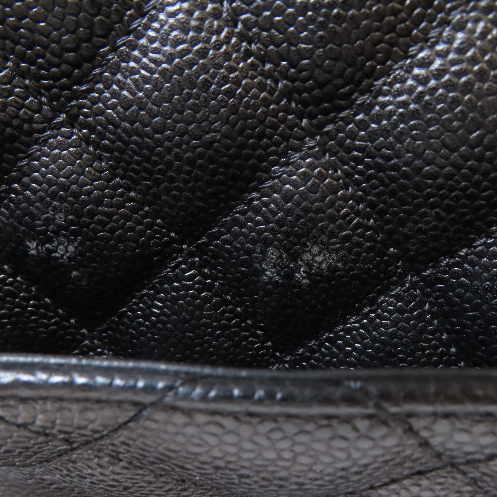 CHANEL 菱格Caviar皮革Grand Shopping Tote銀扣鏈帶肩背袋黑色