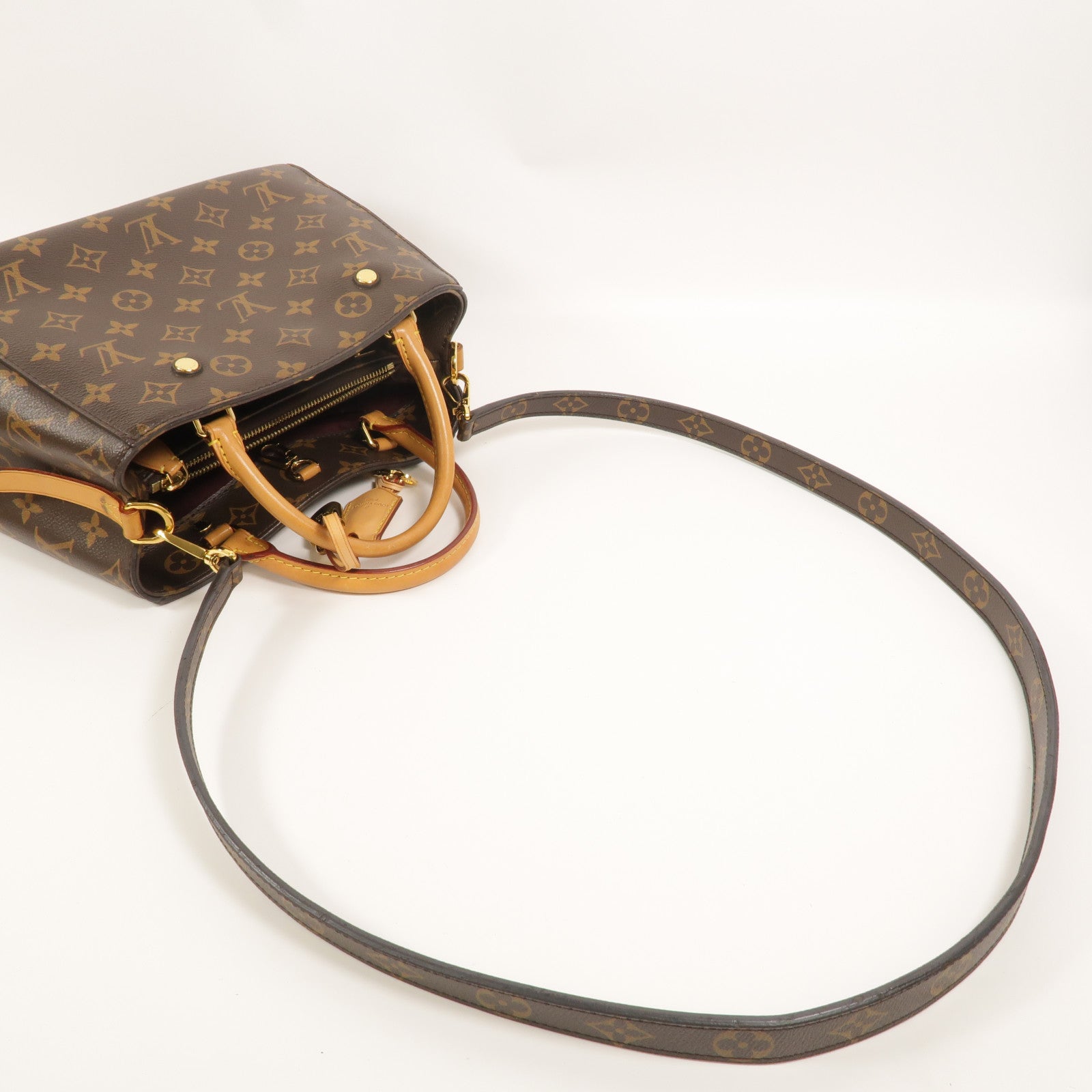 LOUIS VUITTON Monogram Montaigne BB手挽肩背兩用袋棕色