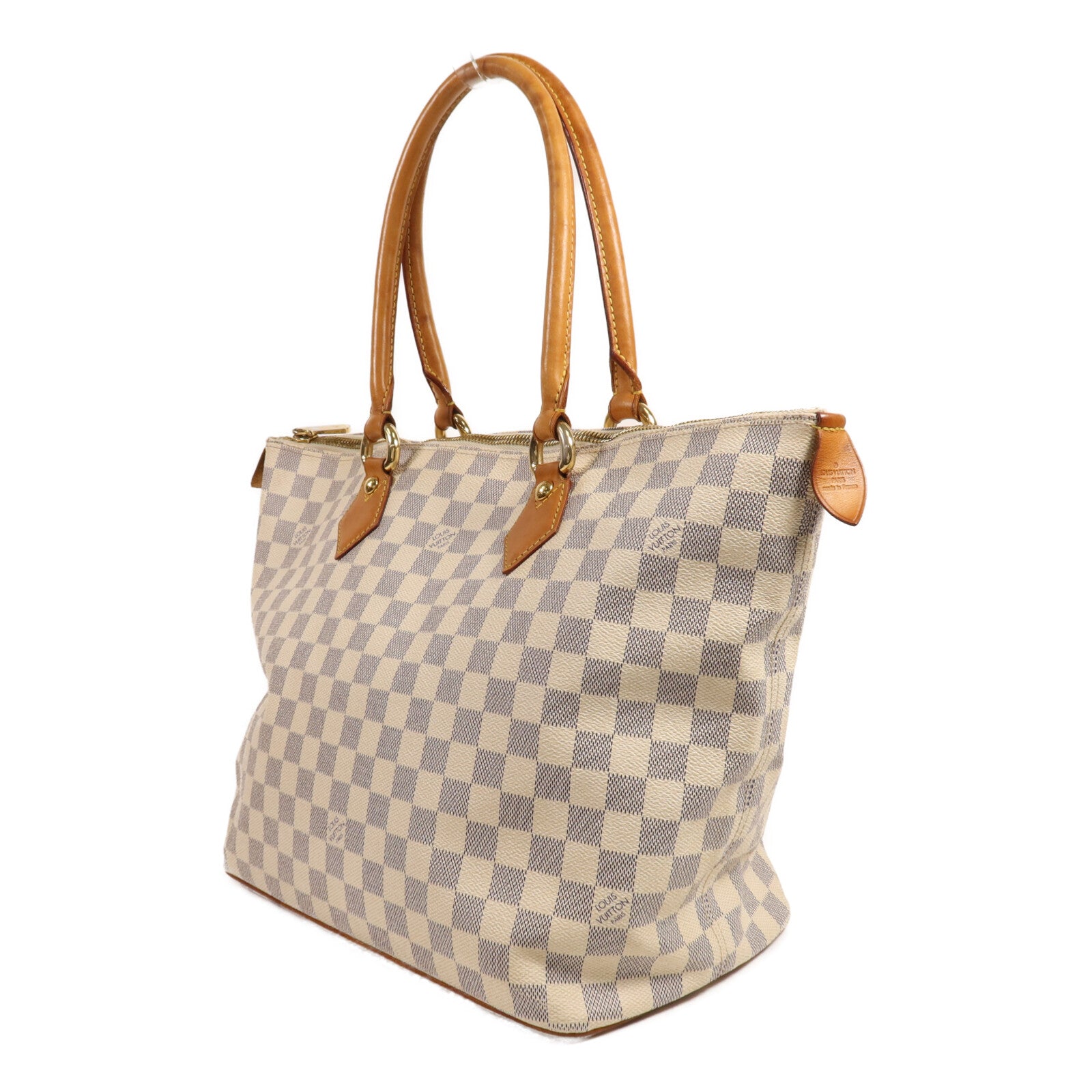 LOUIS VUITTON Damier Azur Saleya MM金扣手挽袋
