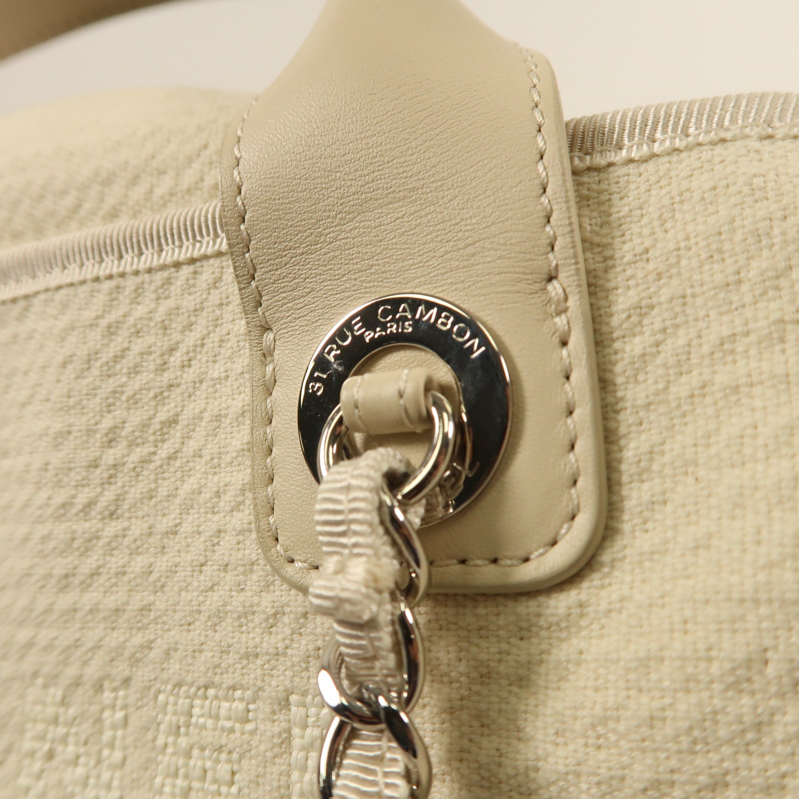 CHANEL 帆布2 Way Shoulder銀扣手挽肩背兩用袋