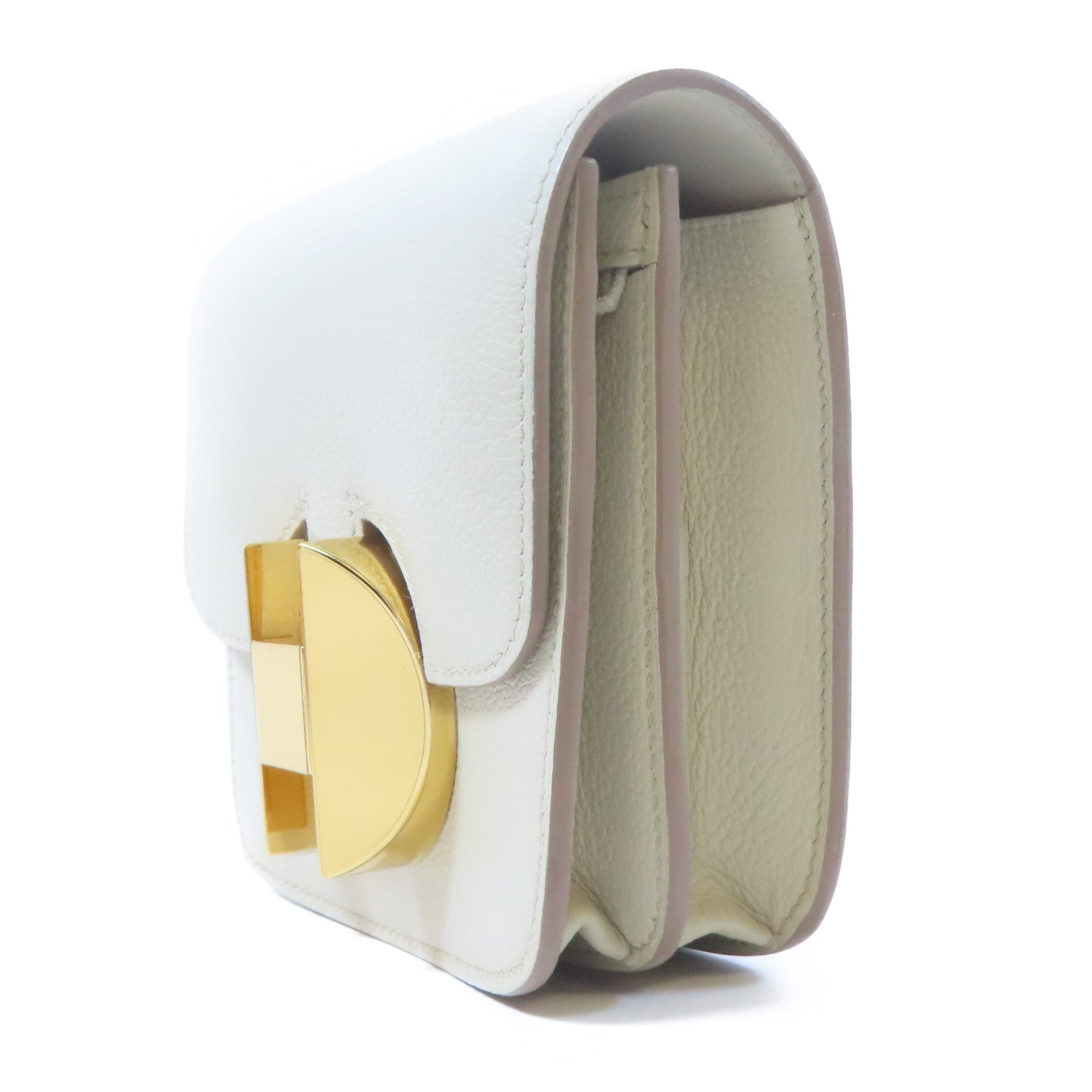 HERMES Evercolor皮革2002 Slim金扣手拿包Beton灰色