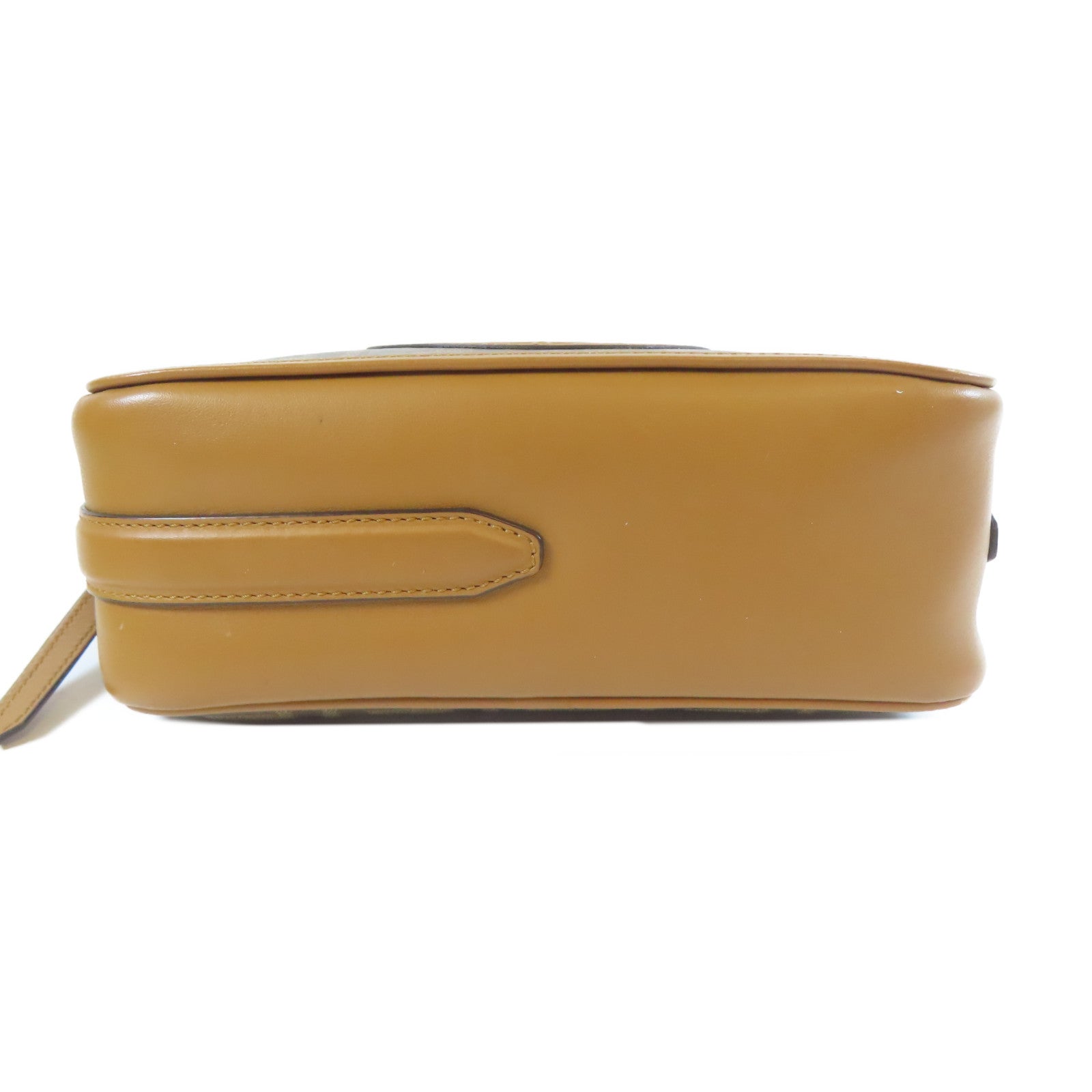 FENDI 牛皮皮革/塗層帆布Shoulder Bag金扣肩背袋啡色