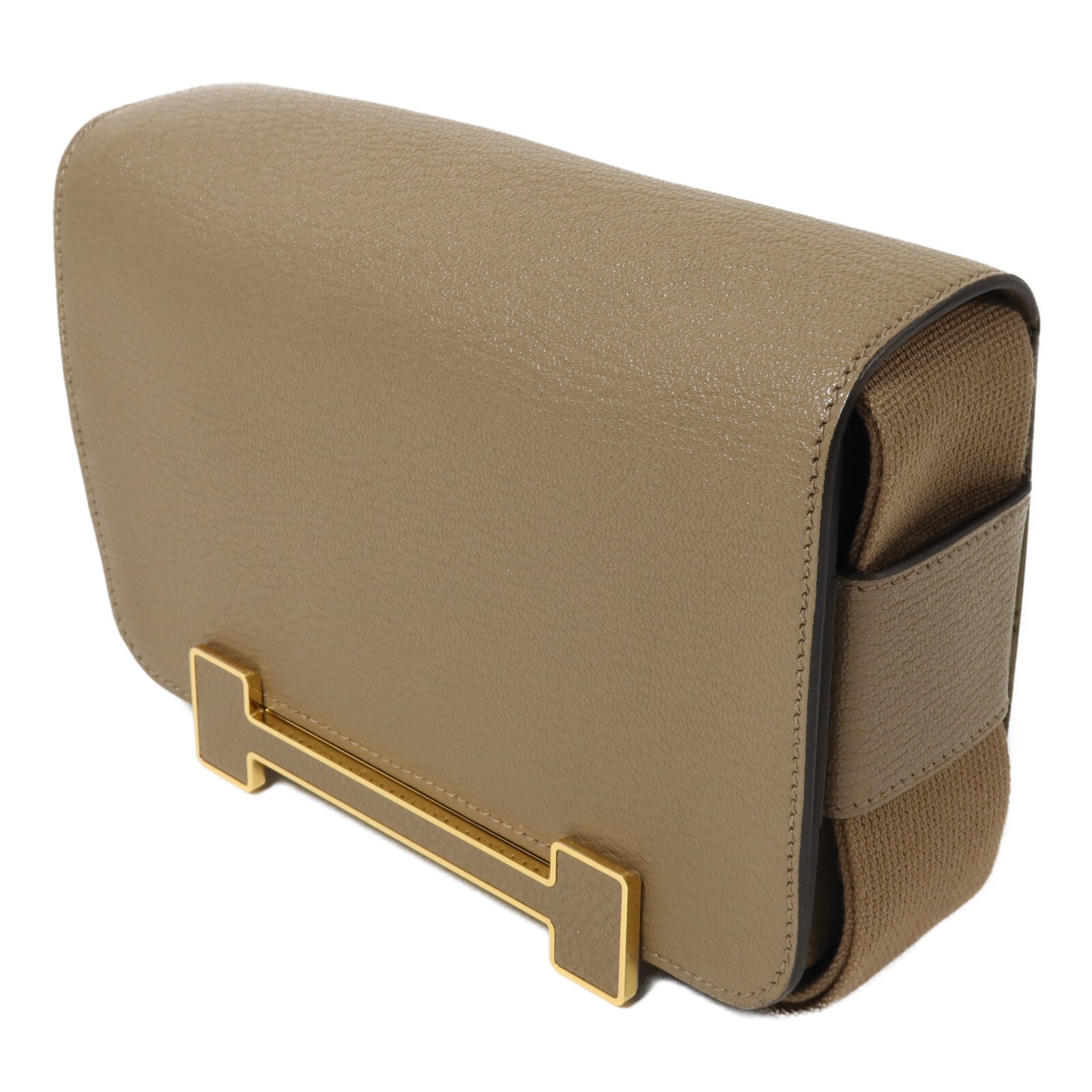 HERMES Chevre皮革Geta肩背袋Etoupe