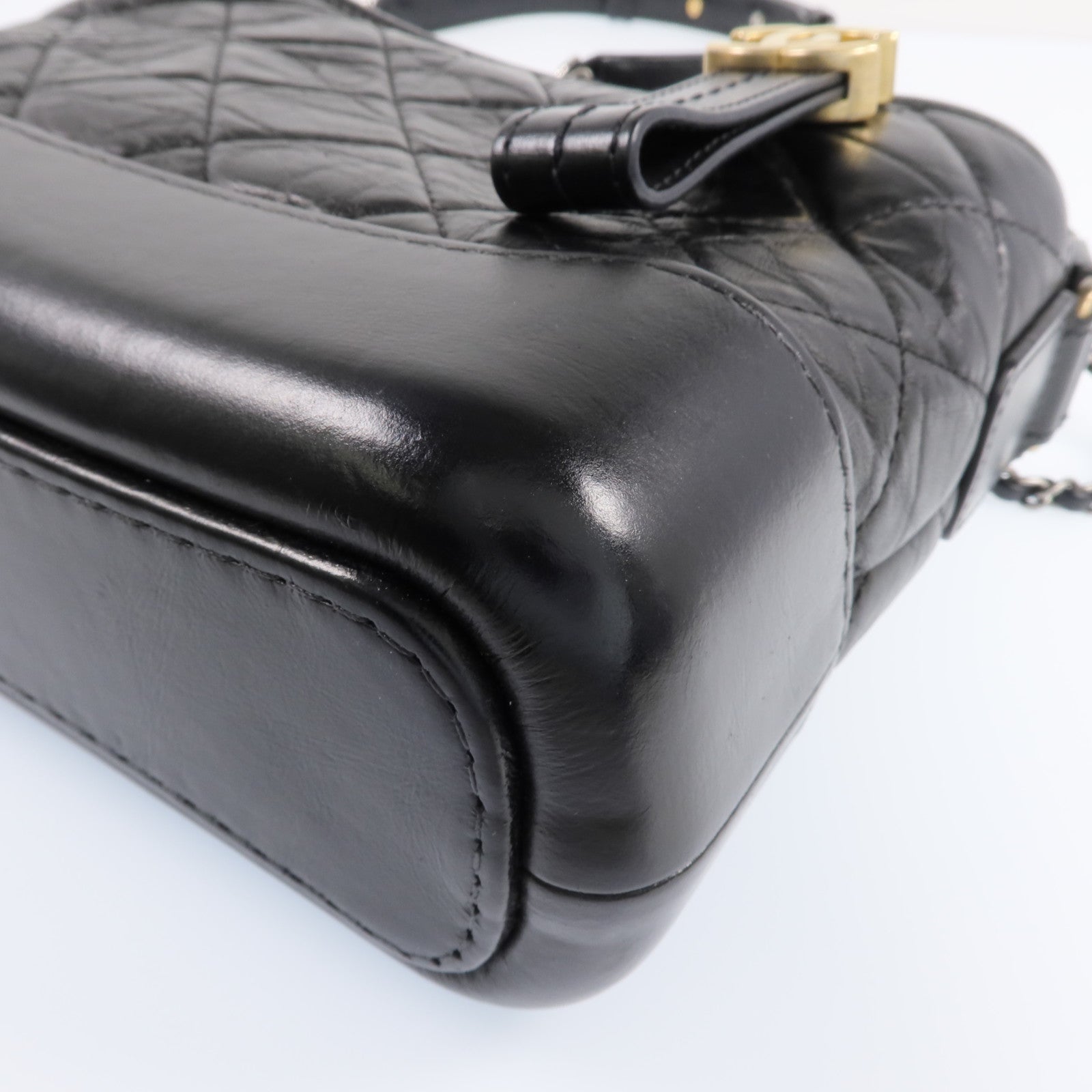 CHANEL 牛皮皮革Gabrielle Small 金銀鏈帶肩背包