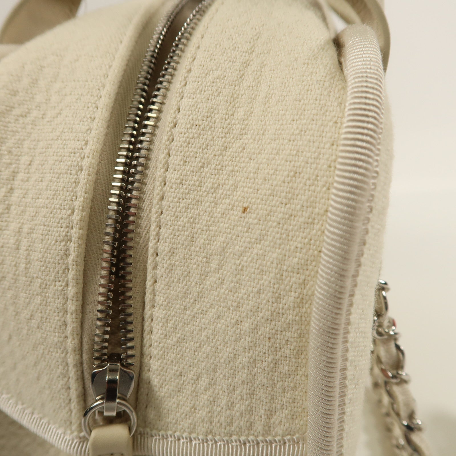CHANEL 帆布2 Way Shoulder銀扣手挽肩背兩用袋