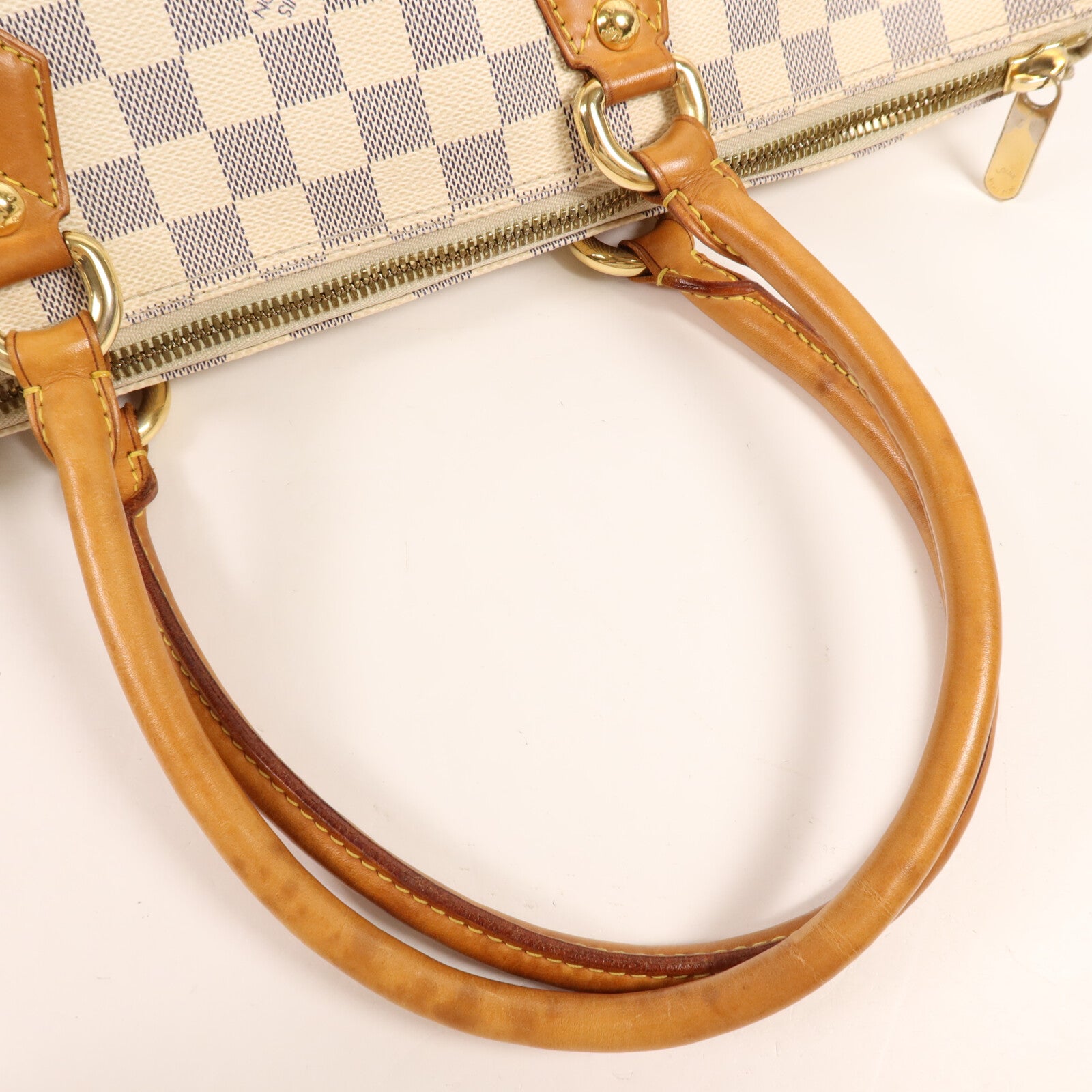 LOUIS VUITTON Damier Azur Saleya MM金扣手挽袋