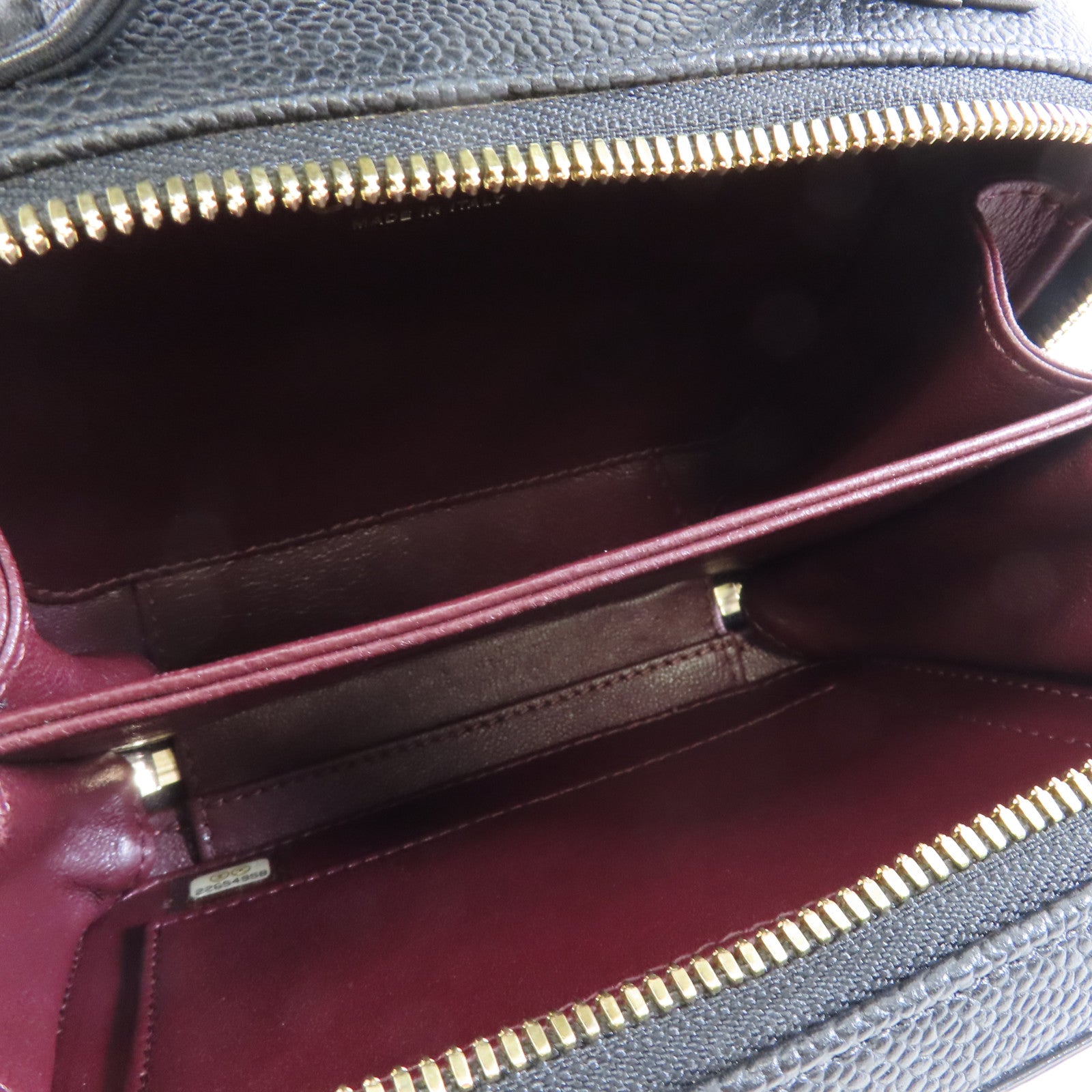 CHANEL 菱格Caviar皮革Vanity Case Small金扣手挽肩背兩用袋黑色