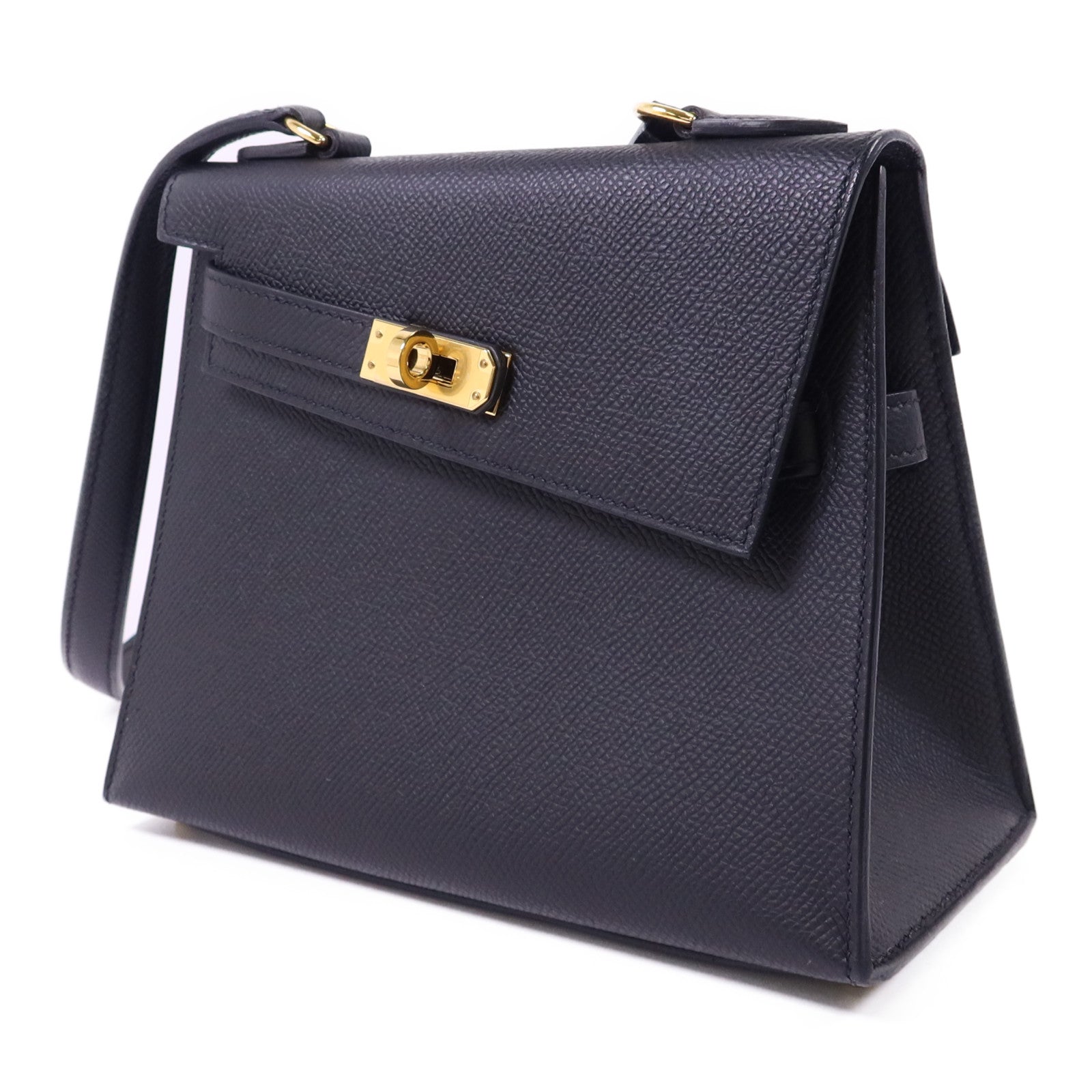 HERMES Epsom皮革Kelly 20 Desordre金扣肩背袋Noir