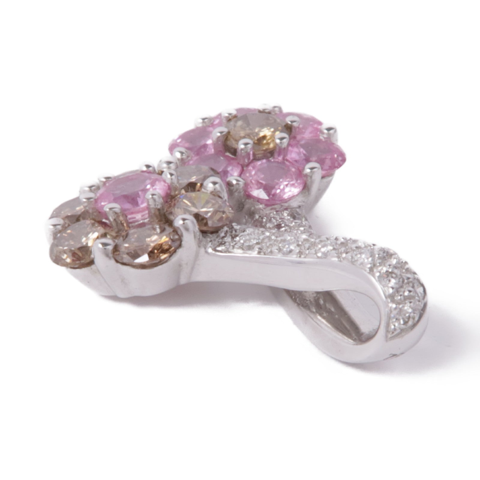 JEWELRY 18K白金Pink Sapphire/Diamond Pendant Top粉紅色藍寶石/鑽石吊墜